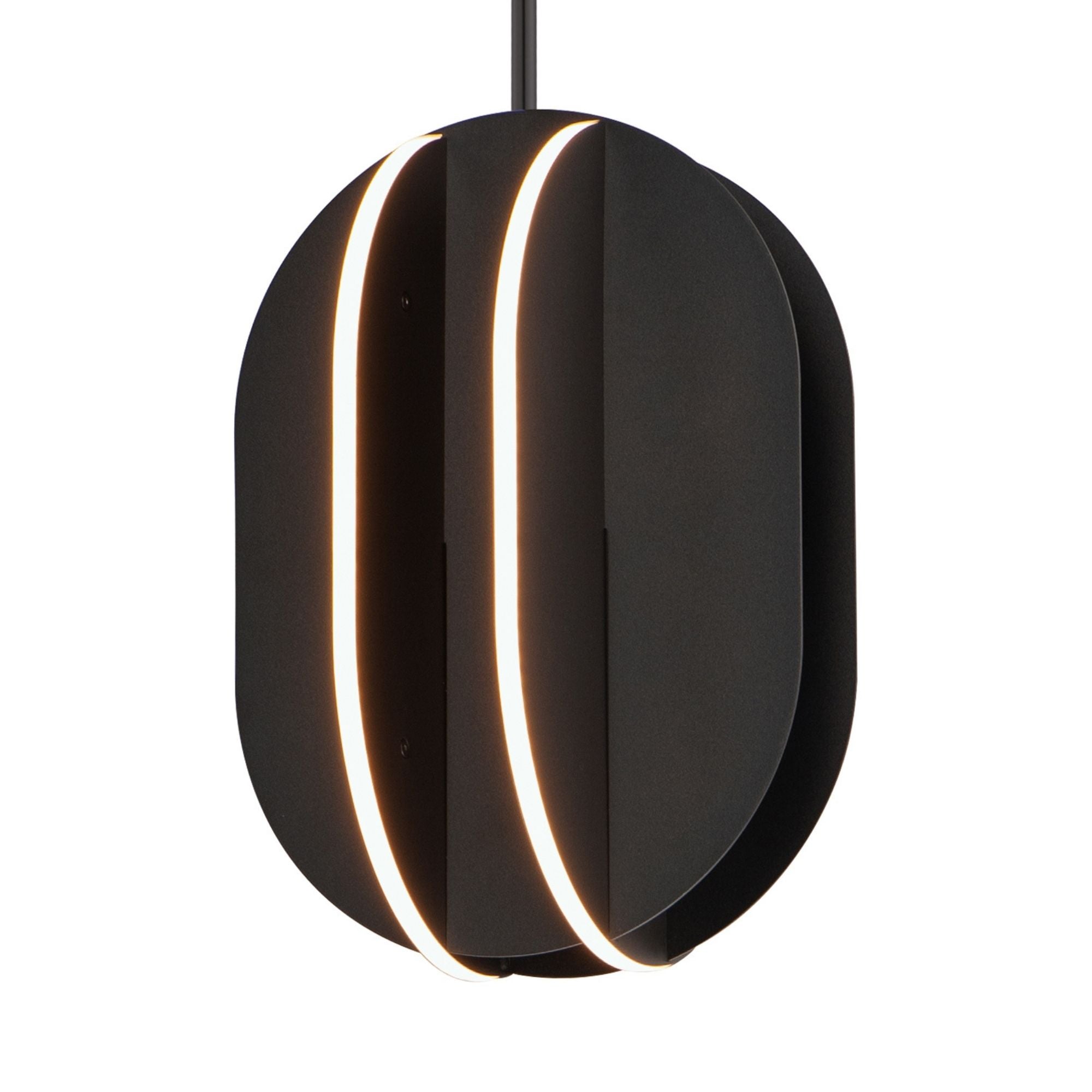 Interval 14" LED Medium Ellipse Pendant, Black Finish