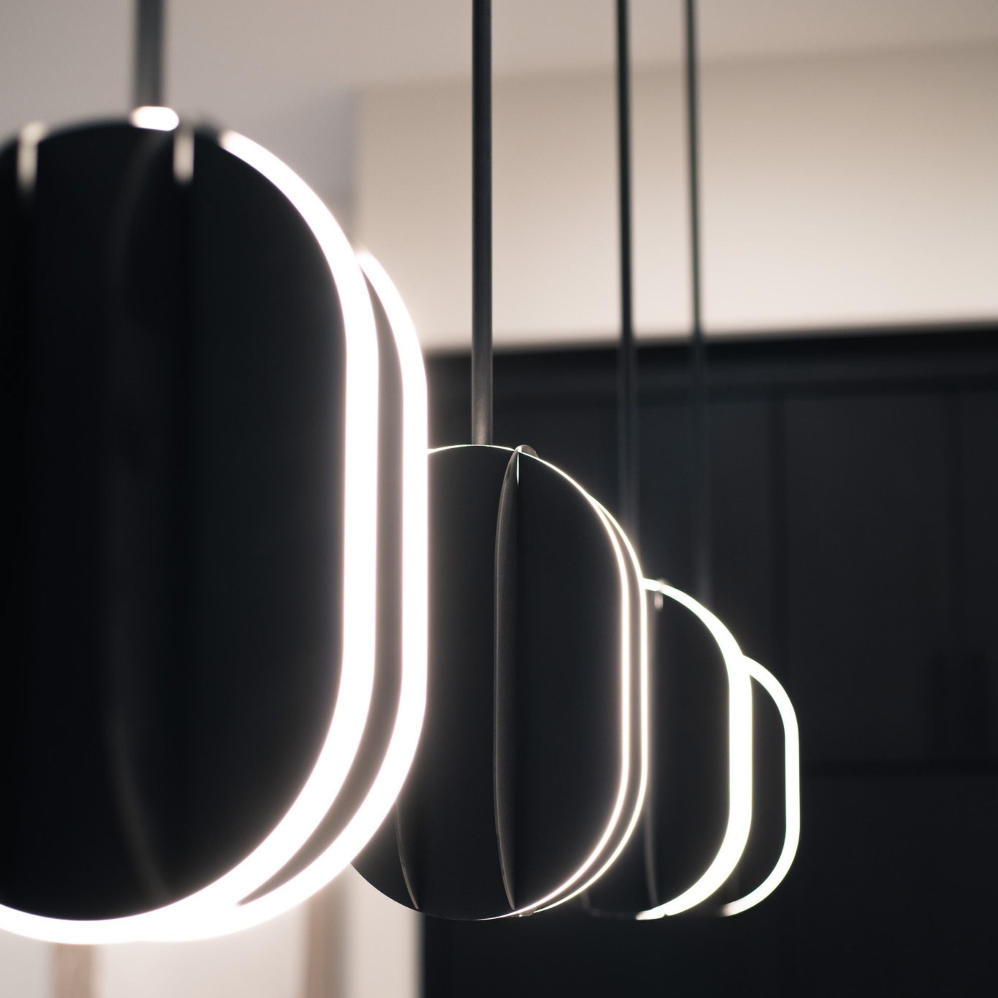 Interval 14" LED Medium Ellipse Pendant, Black Finish
