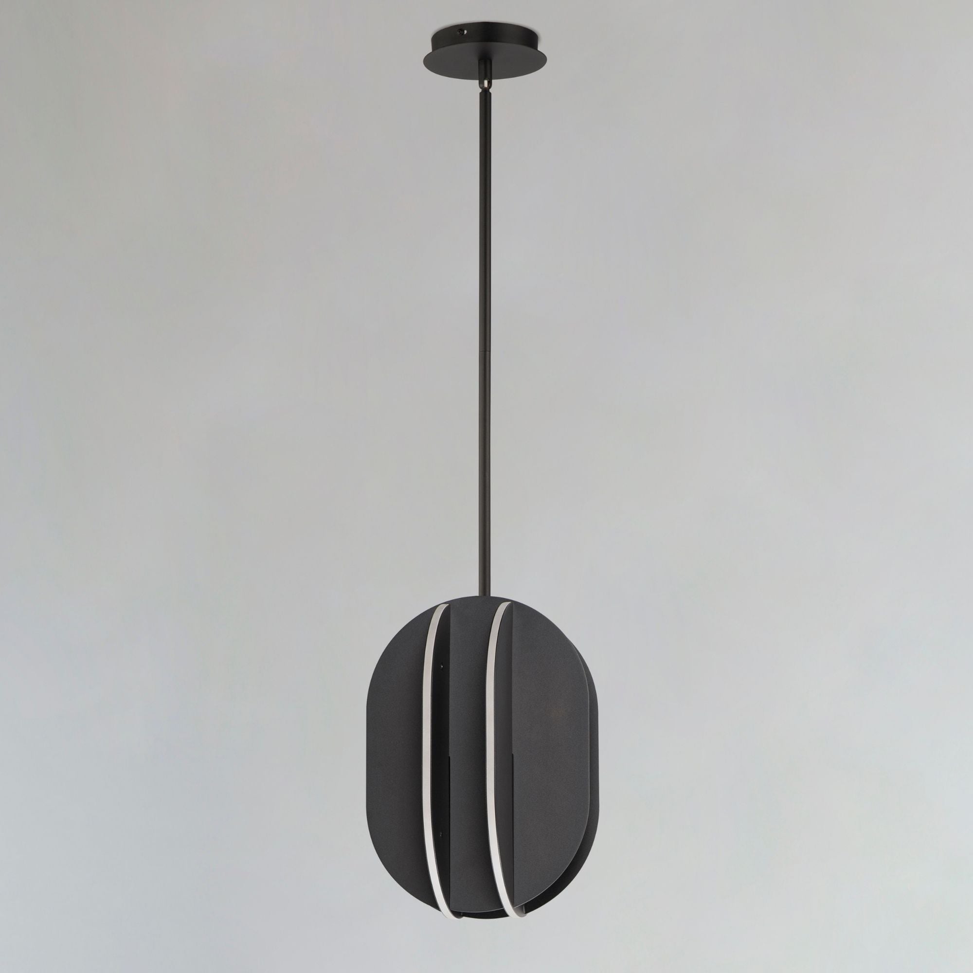 Interval 14" LED Medium Ellipse Pendant, Black Finish