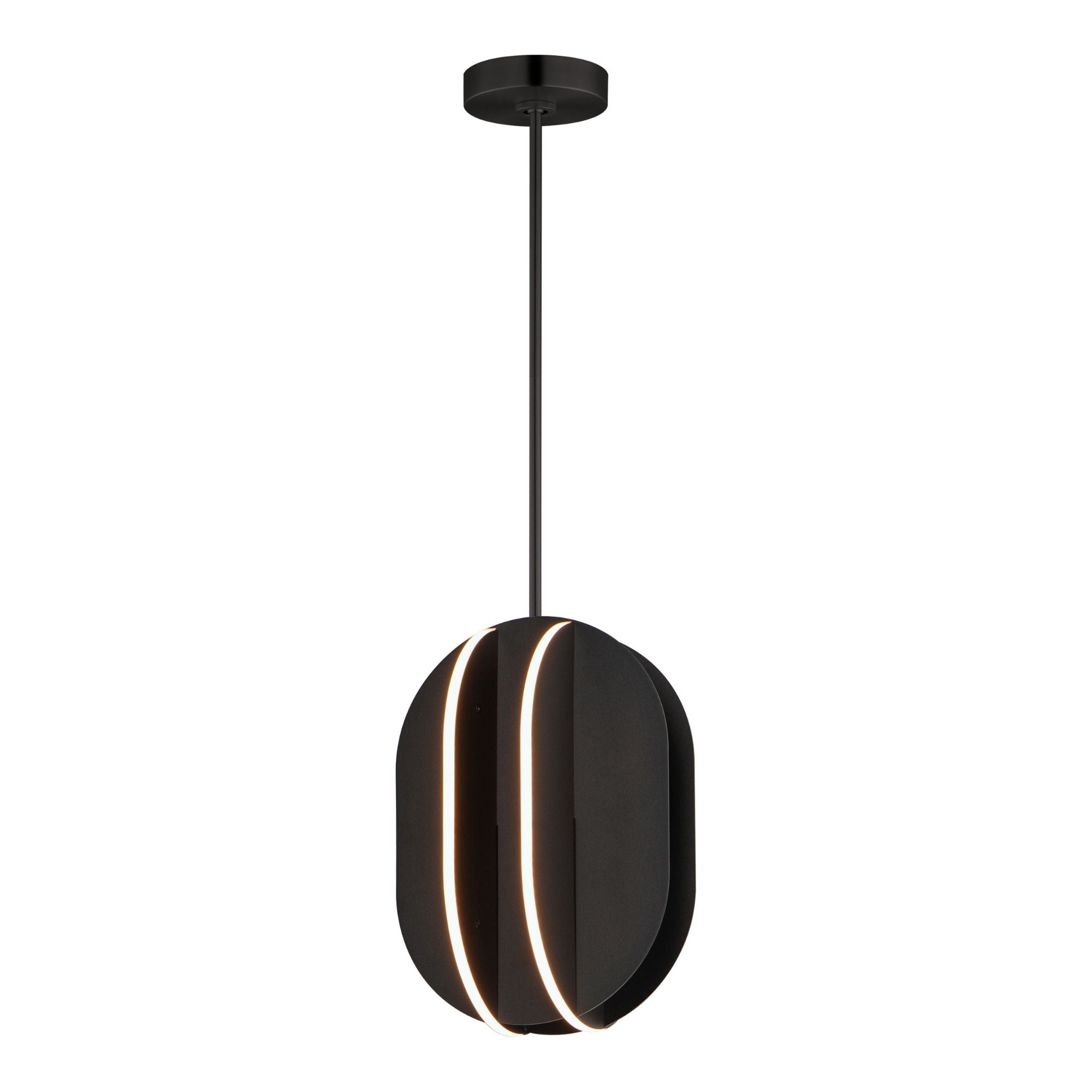 Interval 14" LED Medium Ellipse Pendant, Black Finish