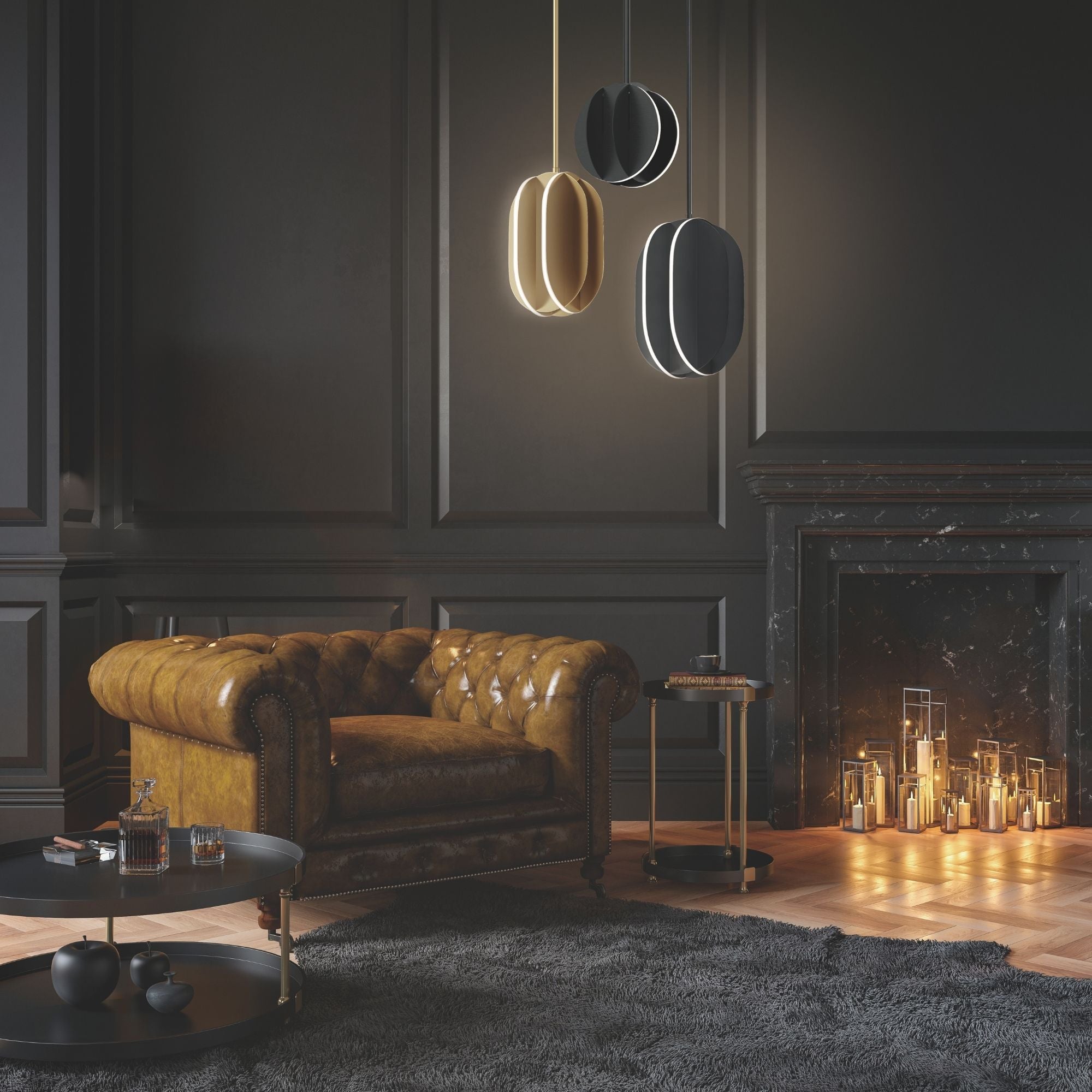 Interval 14" LED Medium Ellipse Pendant, Satin Brass Finish