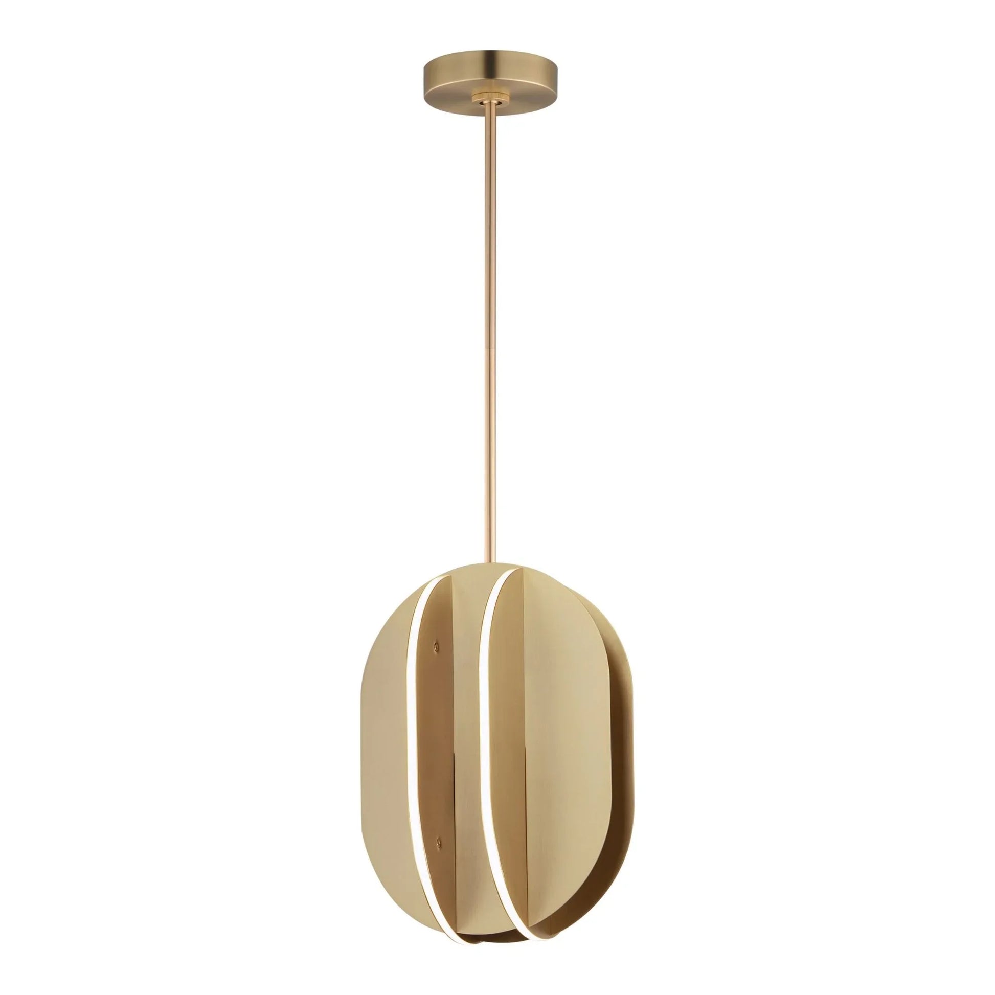 ET2 Lighting - Interval 14" LED Medium Ellipse Pendant, Satin Brass Finish | Bees Lighting
