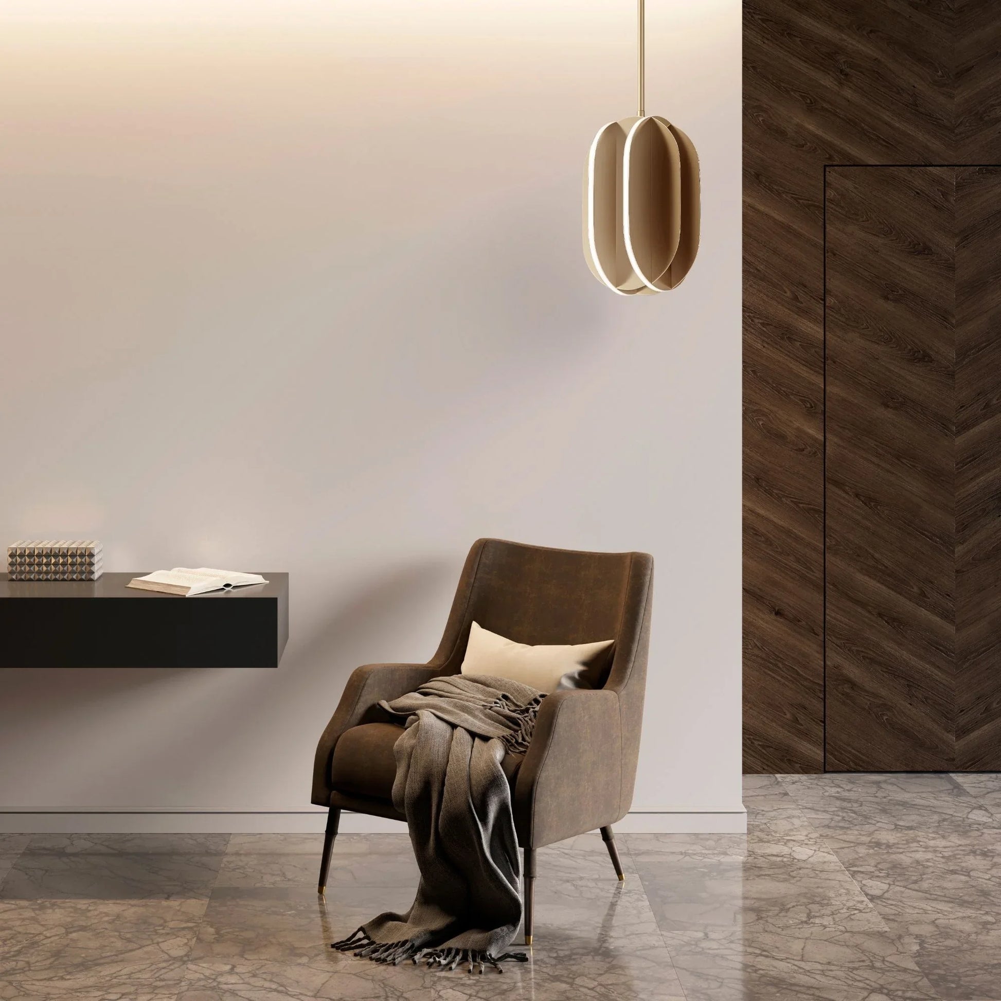 ET2 Lighting - Interval 14" LED Medium Ellipse Pendant, Satin Brass Finish | Bees Lighting