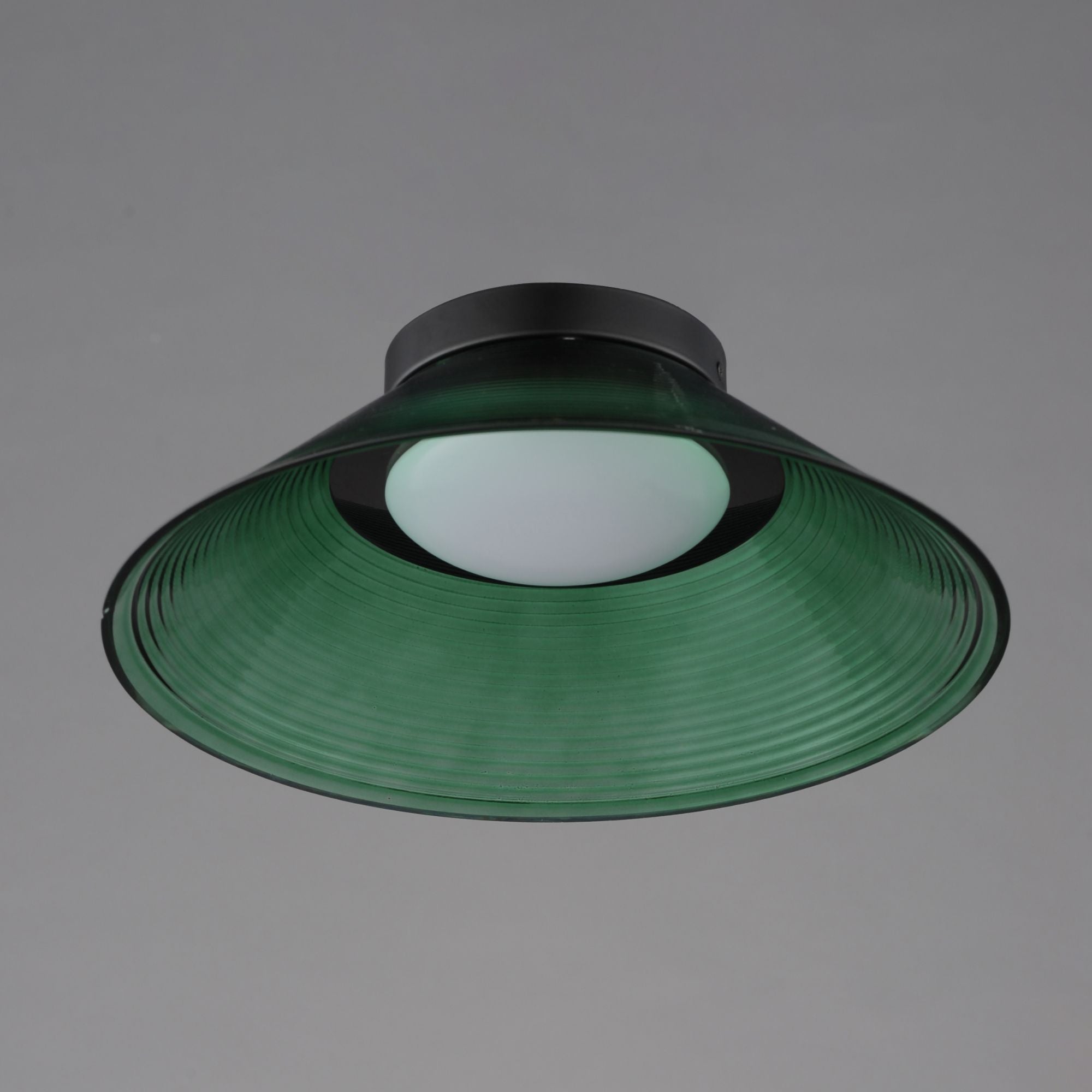 Jensen 12" LED Wall Sconce/Flush Mount, Black Finish with Green Glass