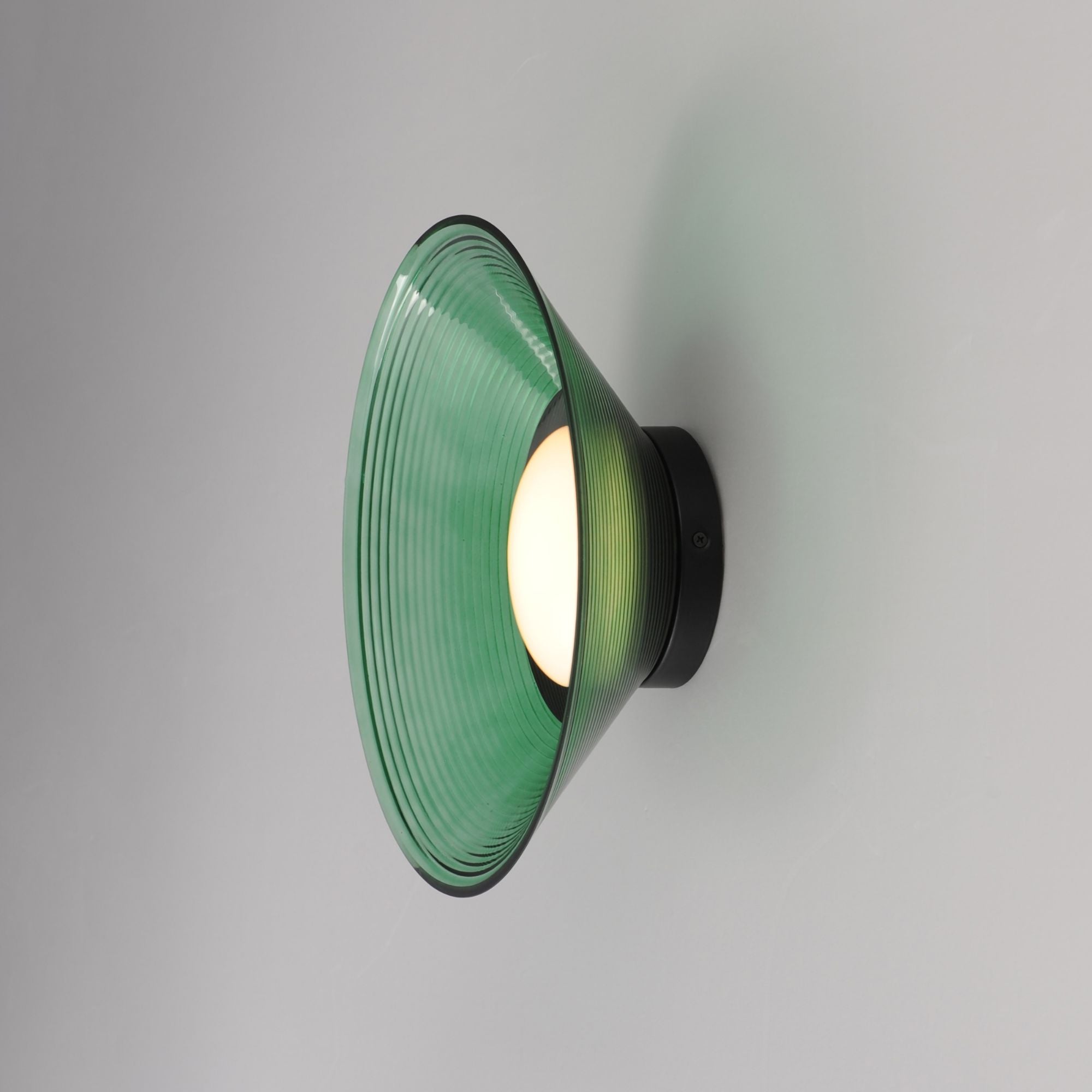 Jensen 12" LED Wall Sconce/Flush Mount, Black Finish with Green Glass
