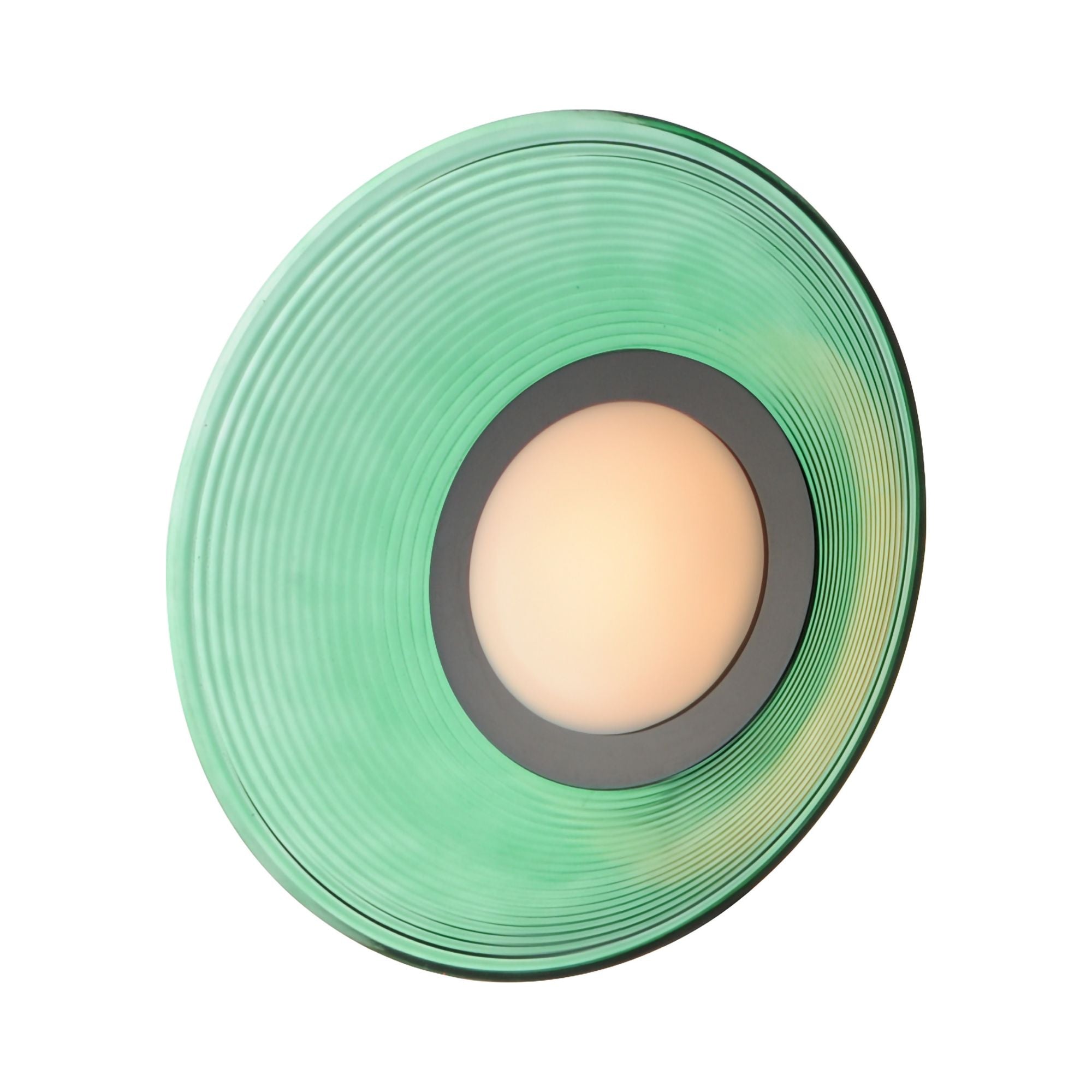Jensen 12" LED Wall Sconce/Flush Mount, Black Finish with Green Glass