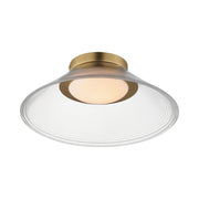 Jensen 12" LED Wall Sconce/Flush Mount, Satin Brass Finish with Clear Glass