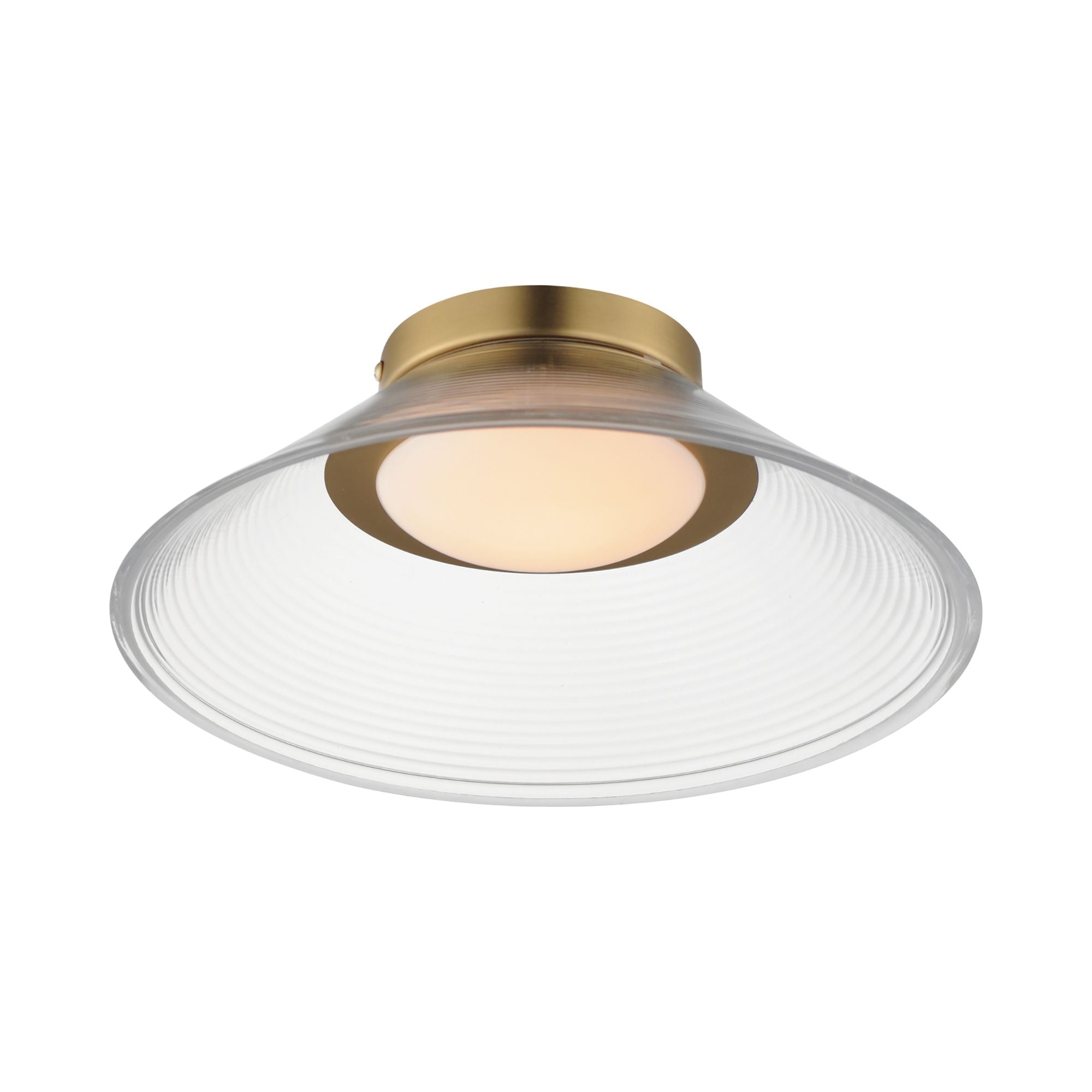 Jensen 12" LED Wall Sconce/Flush Mount, Satin Brass Finish with Clear Glass