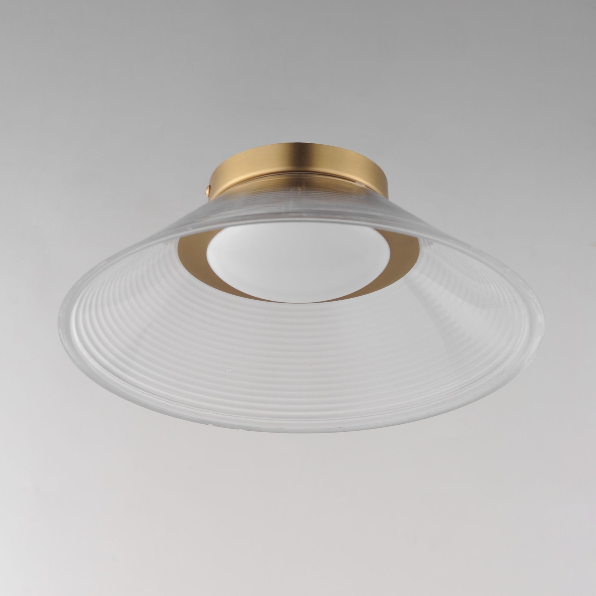 Jensen 12" LED Wall Sconce/Flush Mount, Satin Brass Finish with Clear Glass