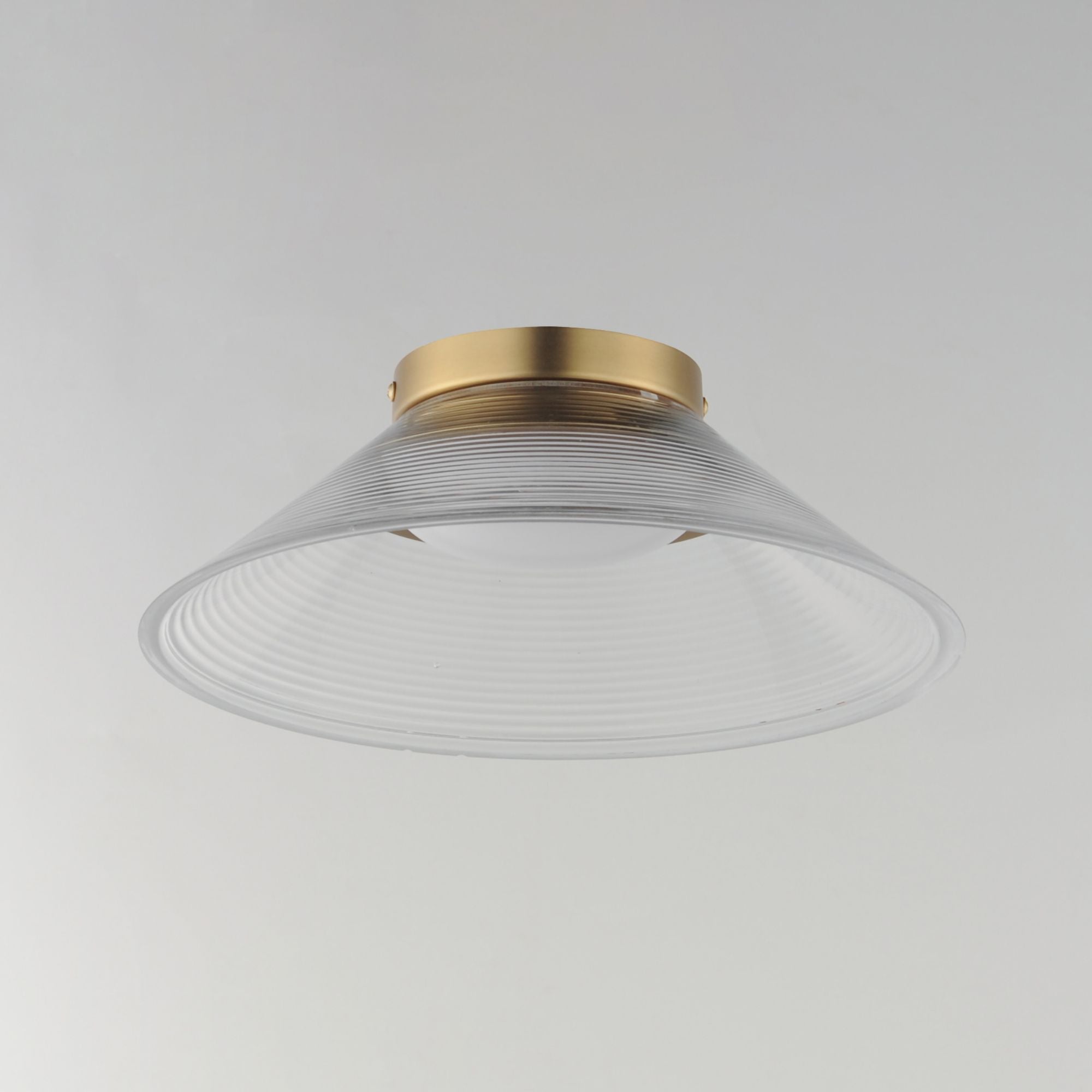 Jensen 12" LED Wall Sconce/Flush Mount, Satin Brass Finish with Clear Glass