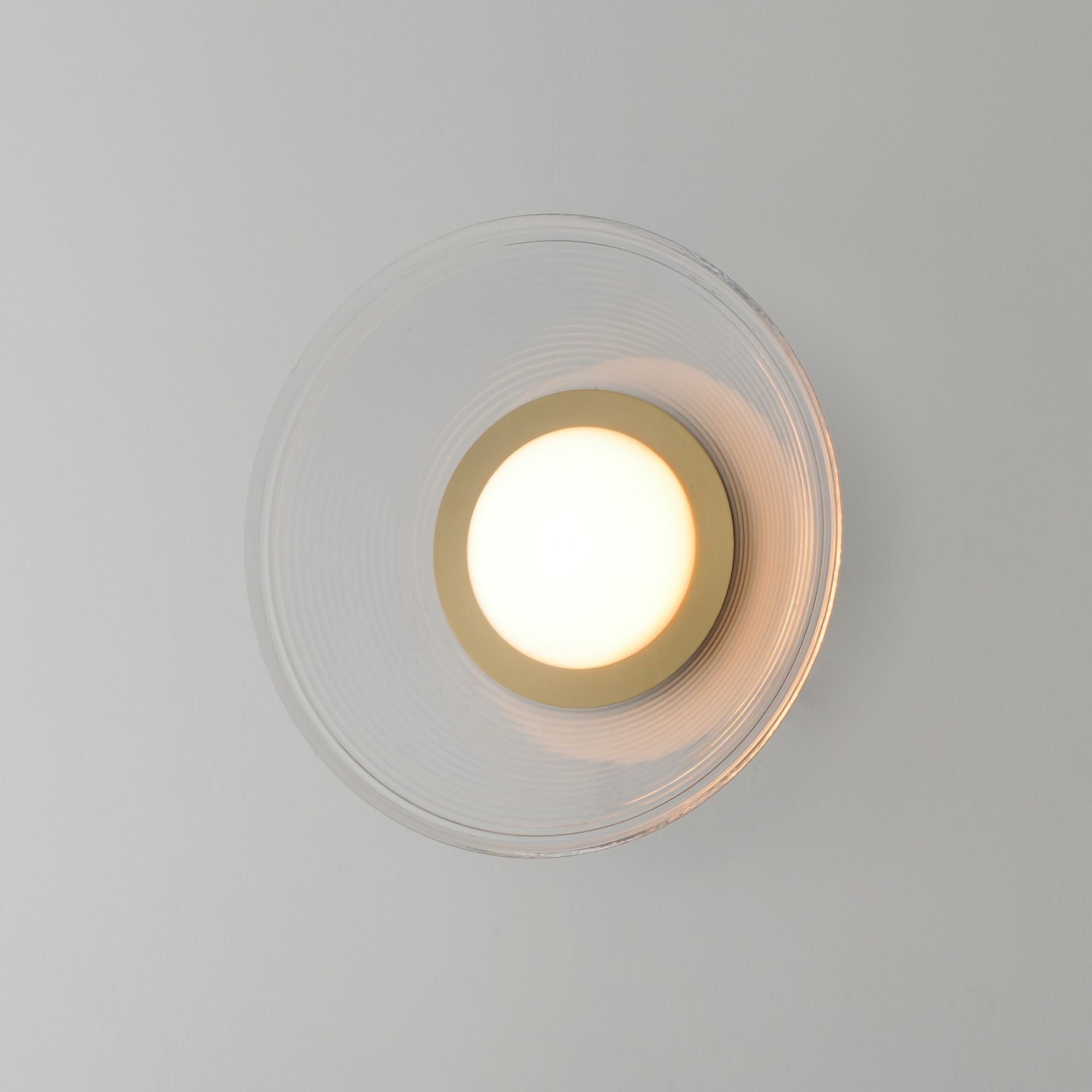 Jensen 12" LED Wall Sconce/Flush Mount, Satin Brass Finish with Clear Glass