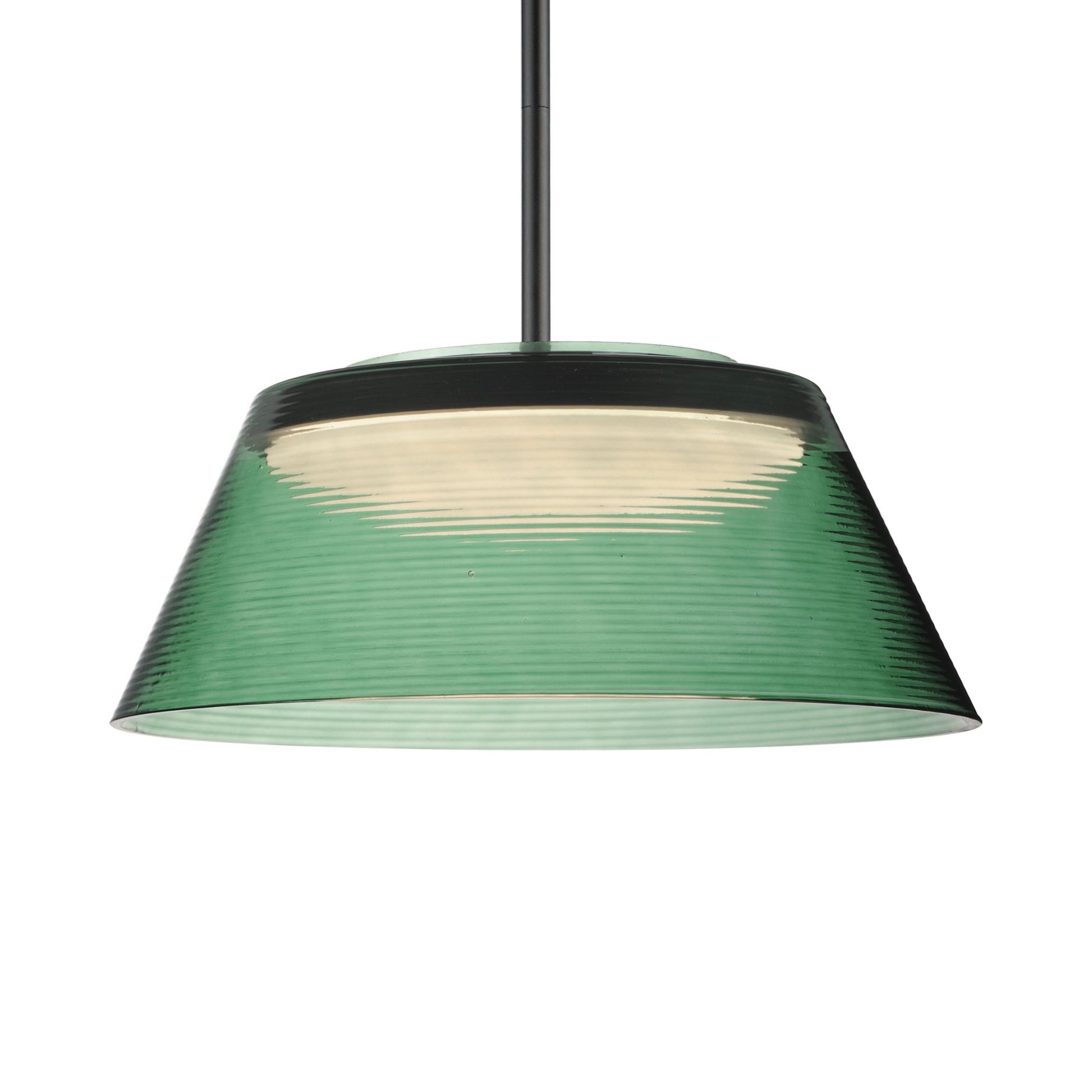 ET2 Lighting - Jensen 18" LED Pendant, Black Finish with Green Glass | Bees Lighting