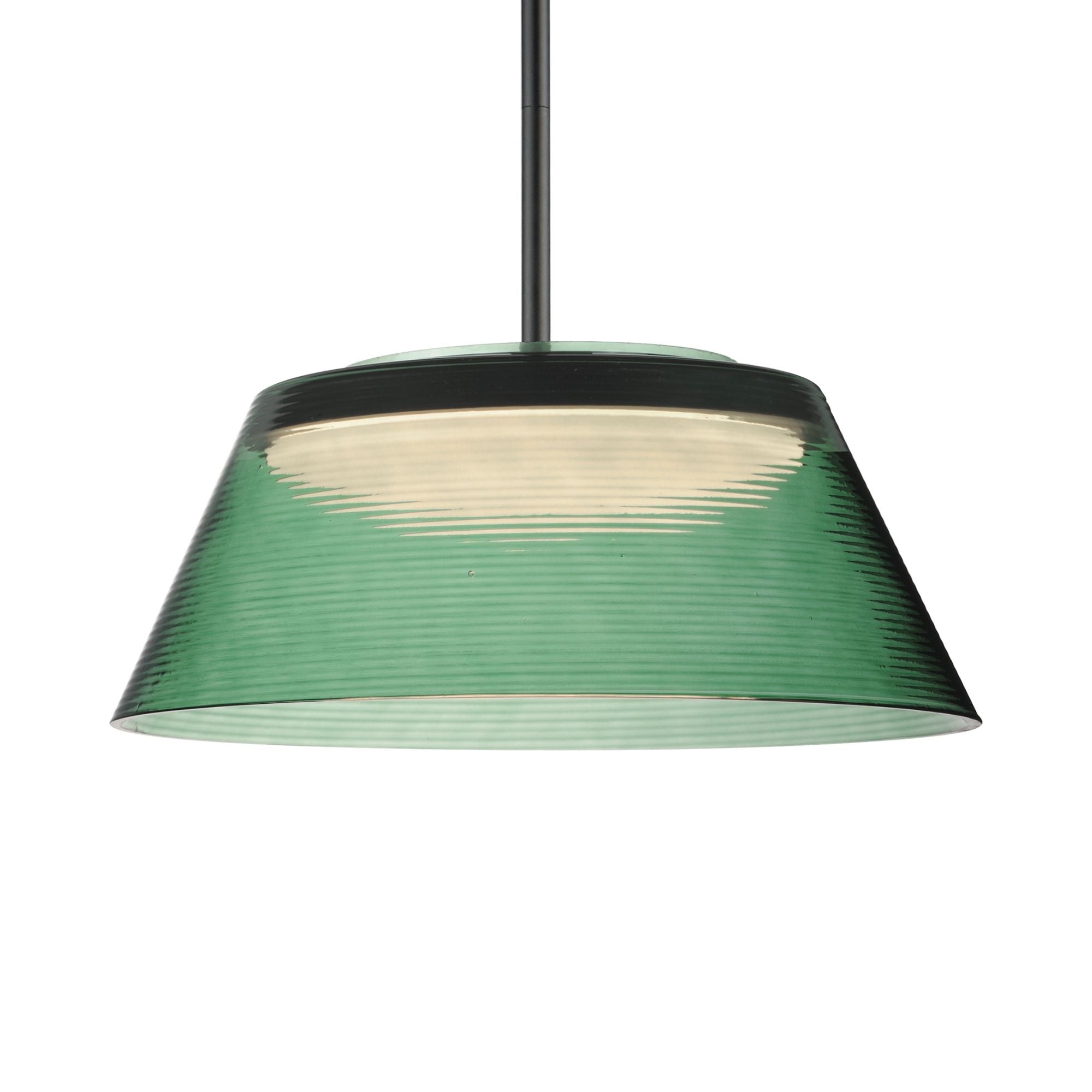 ET2 Lighting - Jensen 18" LED Pendant, Black Finish with Green Glass | Bees Lighting