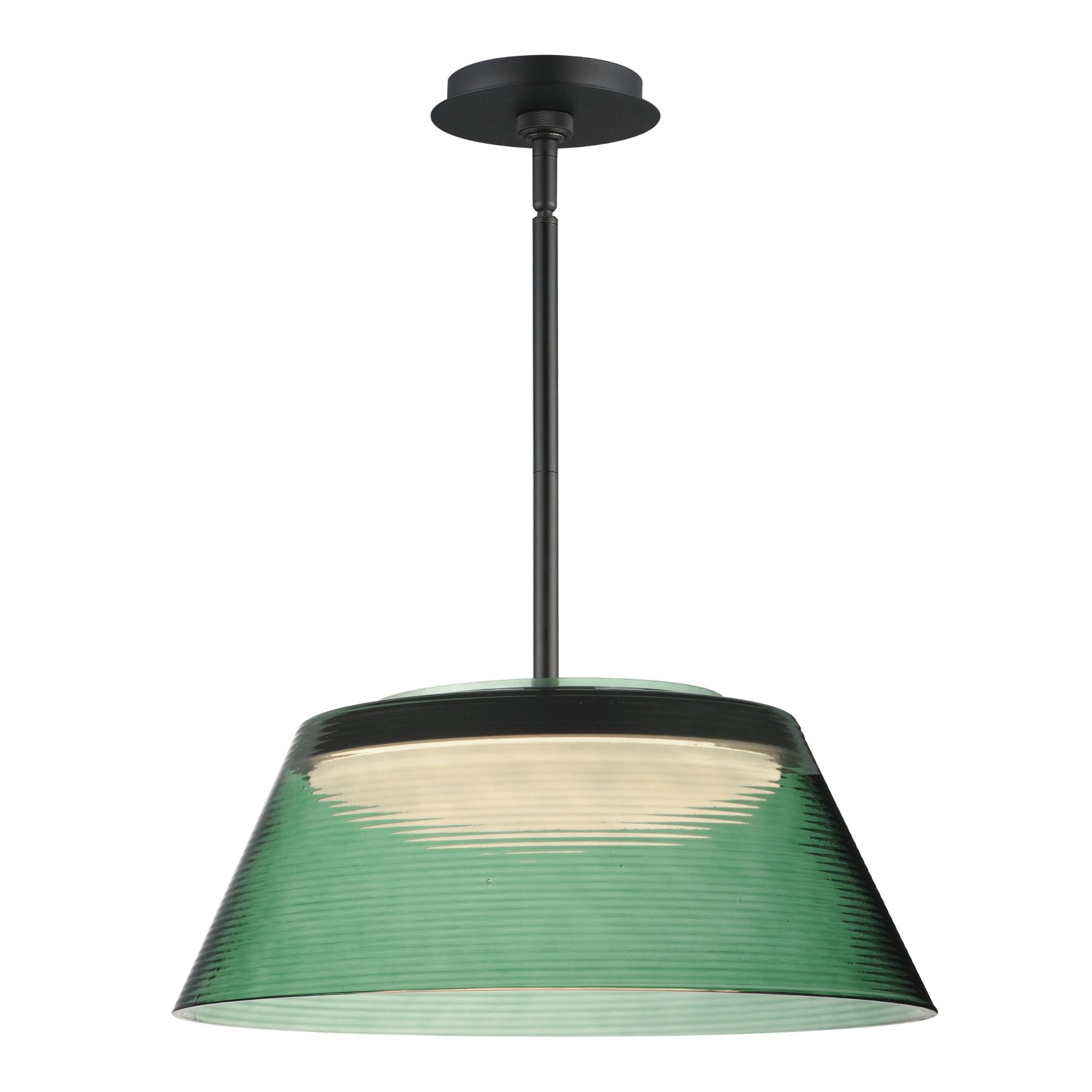 ET2 Lighting - Jensen 18" LED Pendant, Black Finish with Green Glass | Bees Lighting
