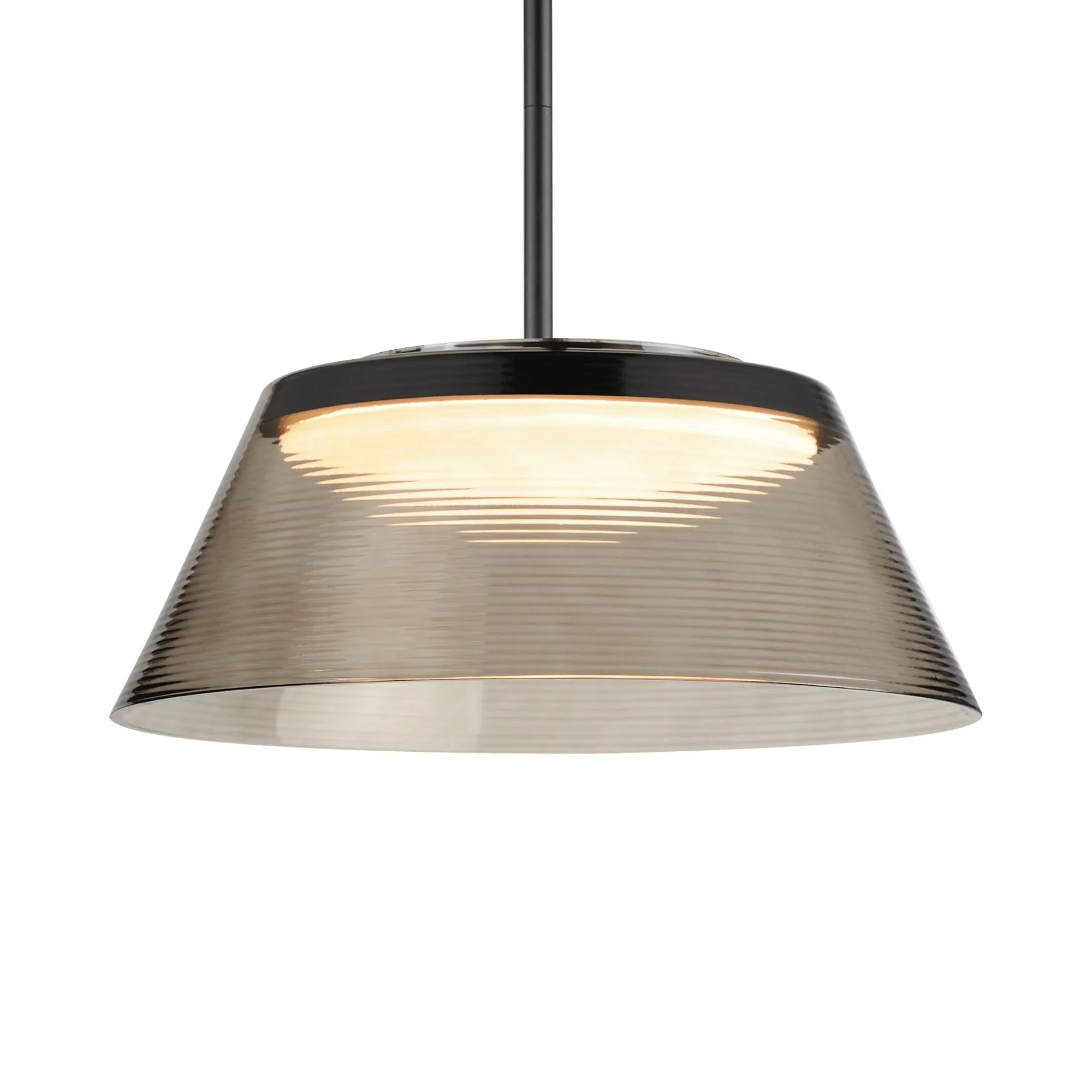 ET2 Lighting - Jensen 18" LED Pendant, Black Finish with Smoke Glass | Bees Lighting