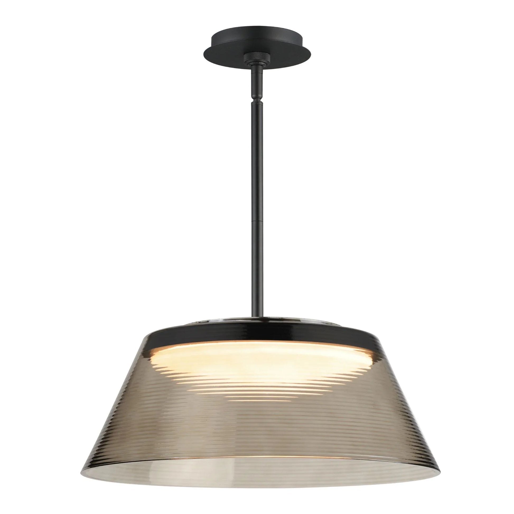 ET2 Lighting - Jensen 18" LED Pendant, Black Finish with Smoke Glass | Bees Lighting