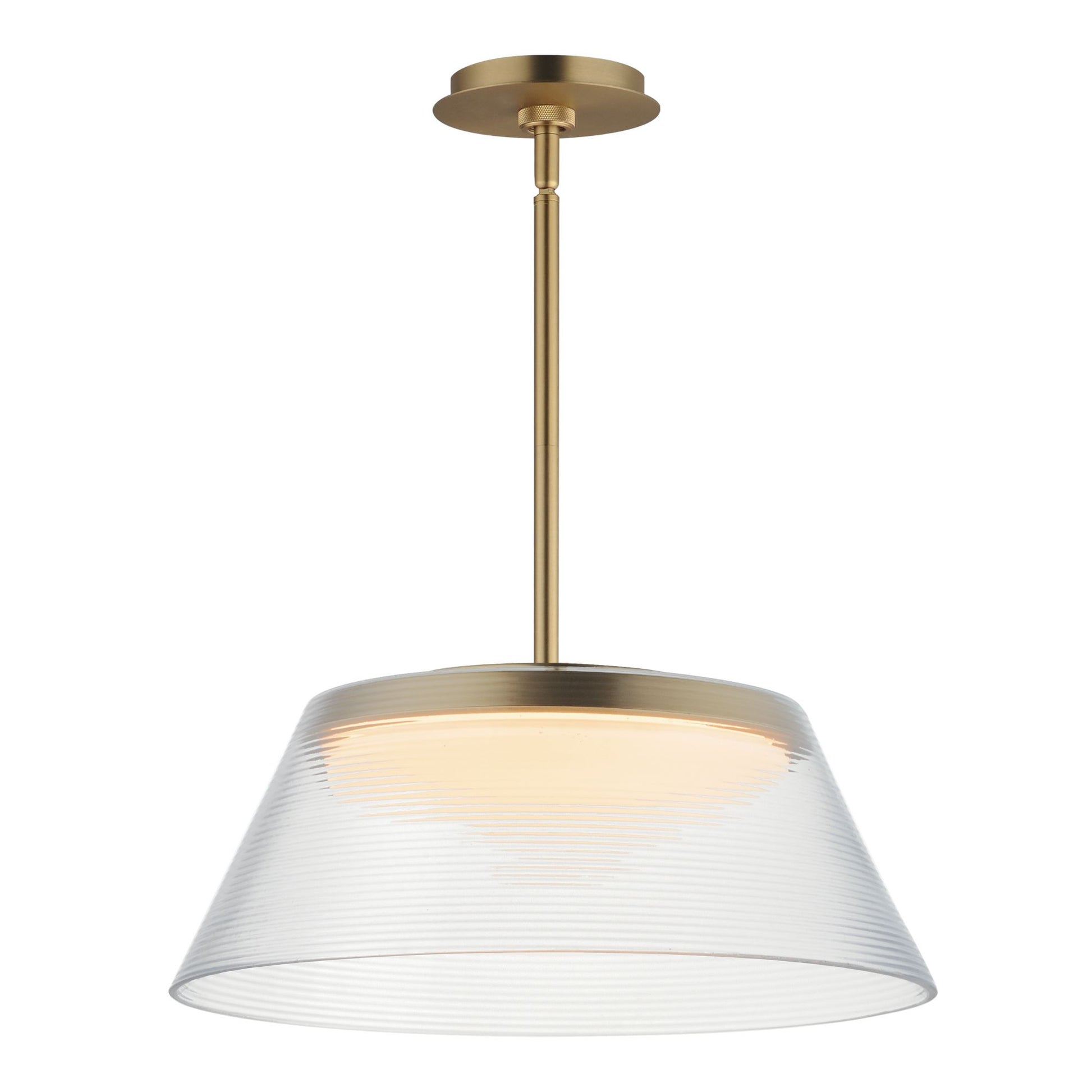 ET2 Lighting - Jensen 18" LED Pendant, Satin Brass Finish with Clear Glass | Bees Lighting