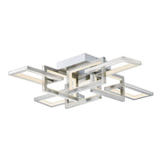 Link 29" Geometric LED Flush Mount, Satin Nickel Finish
