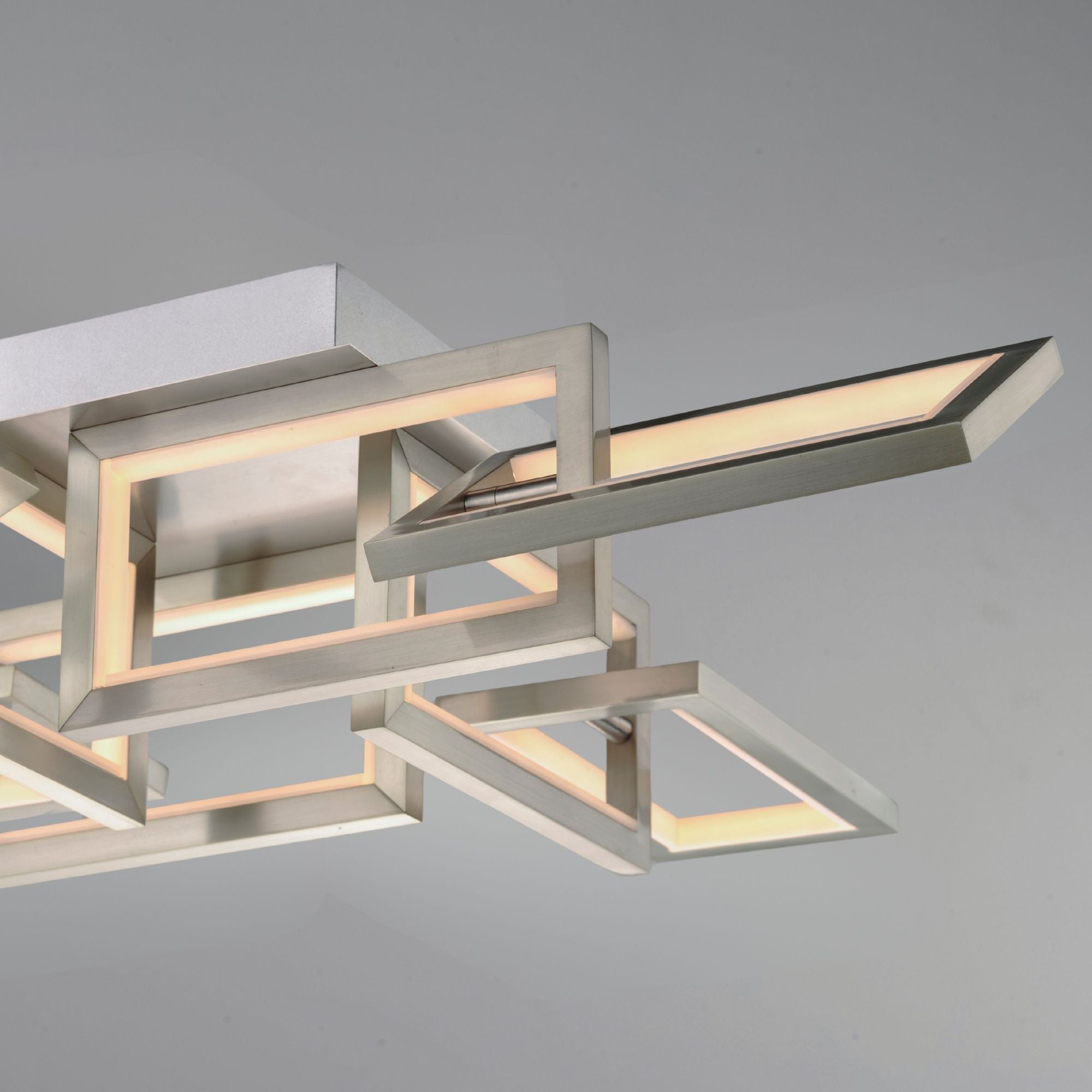Link 29" Geometric LED Flush Mount, Satin Nickel Finish