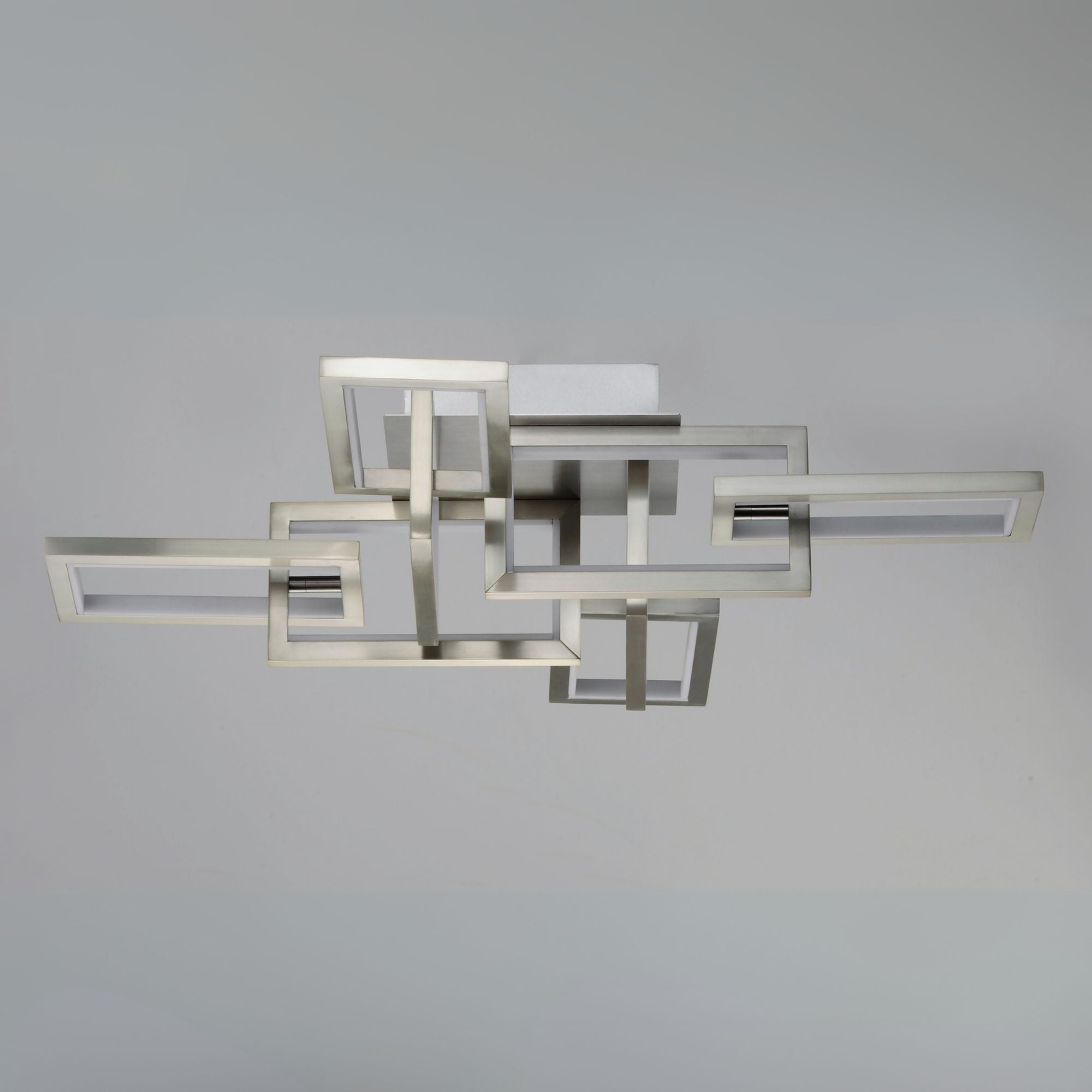 Link 29" Geometric LED Flush Mount, Satin Nickel Finish