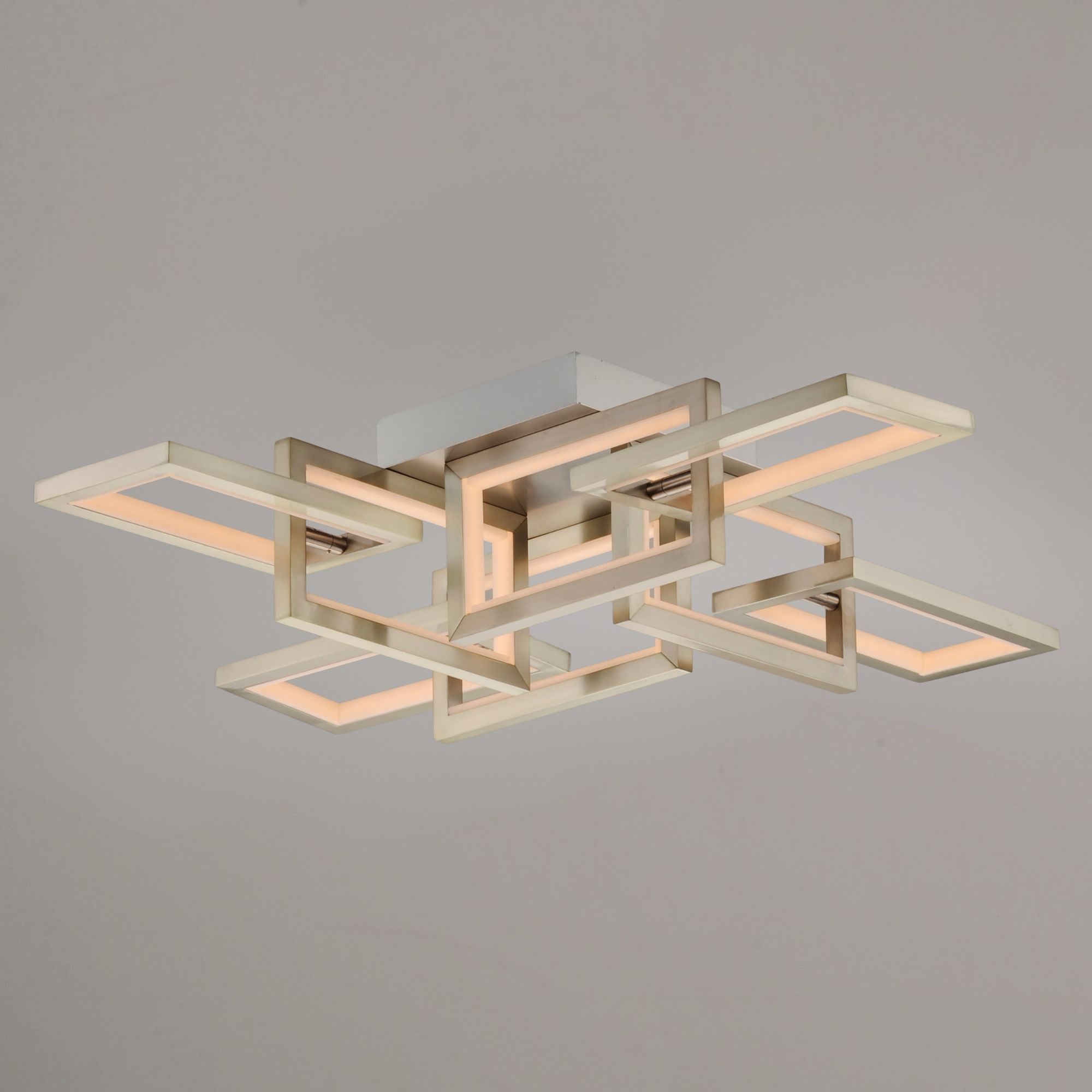 Link 29" Geometric LED Flush Mount, Satin Nickel Finish
