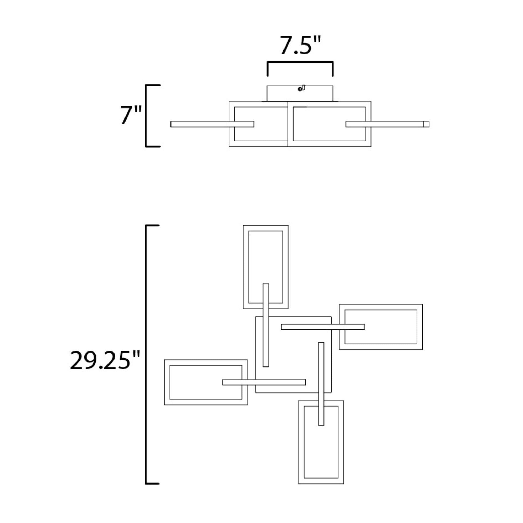 Link 29" Geometric LED Flush Mount, Satin Nickel Finish