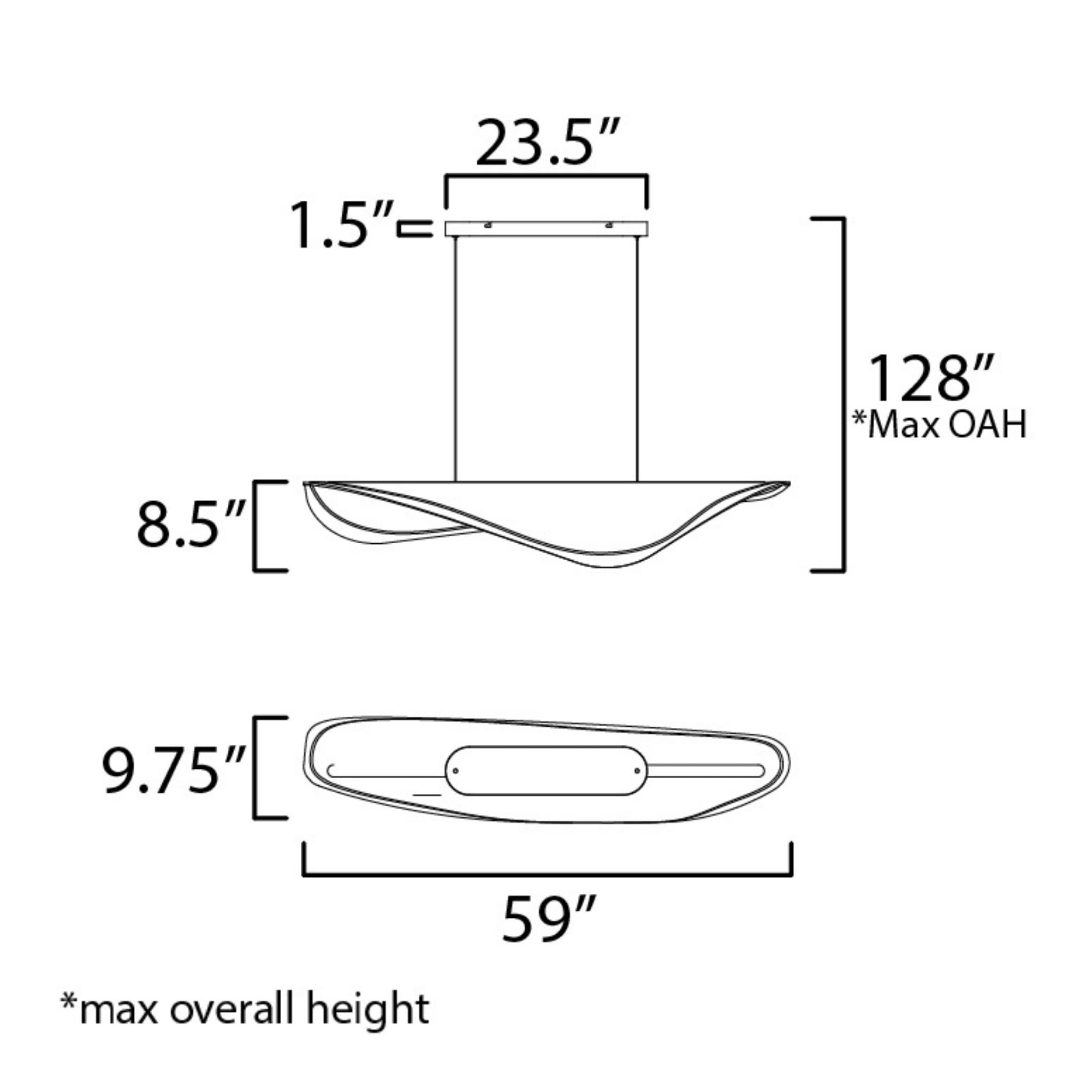 Manta 59" LED Linear Pendant, Gold Finish