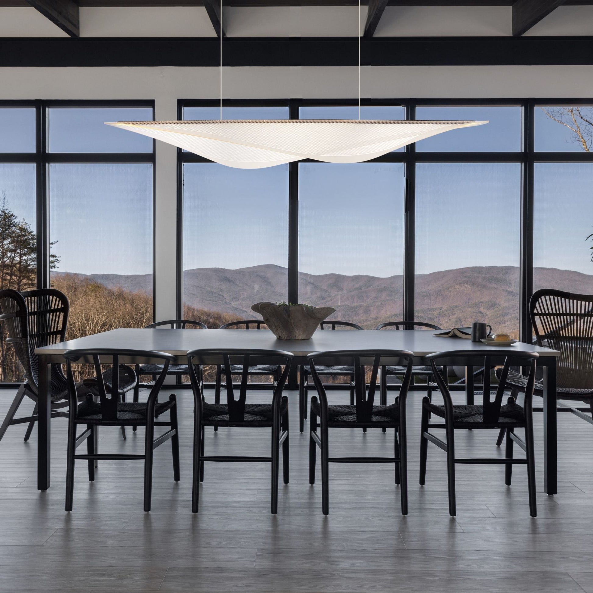 ET2 Lighting - Manta 70" LED Linear Pendant, Gold Finish | Bees Lighting