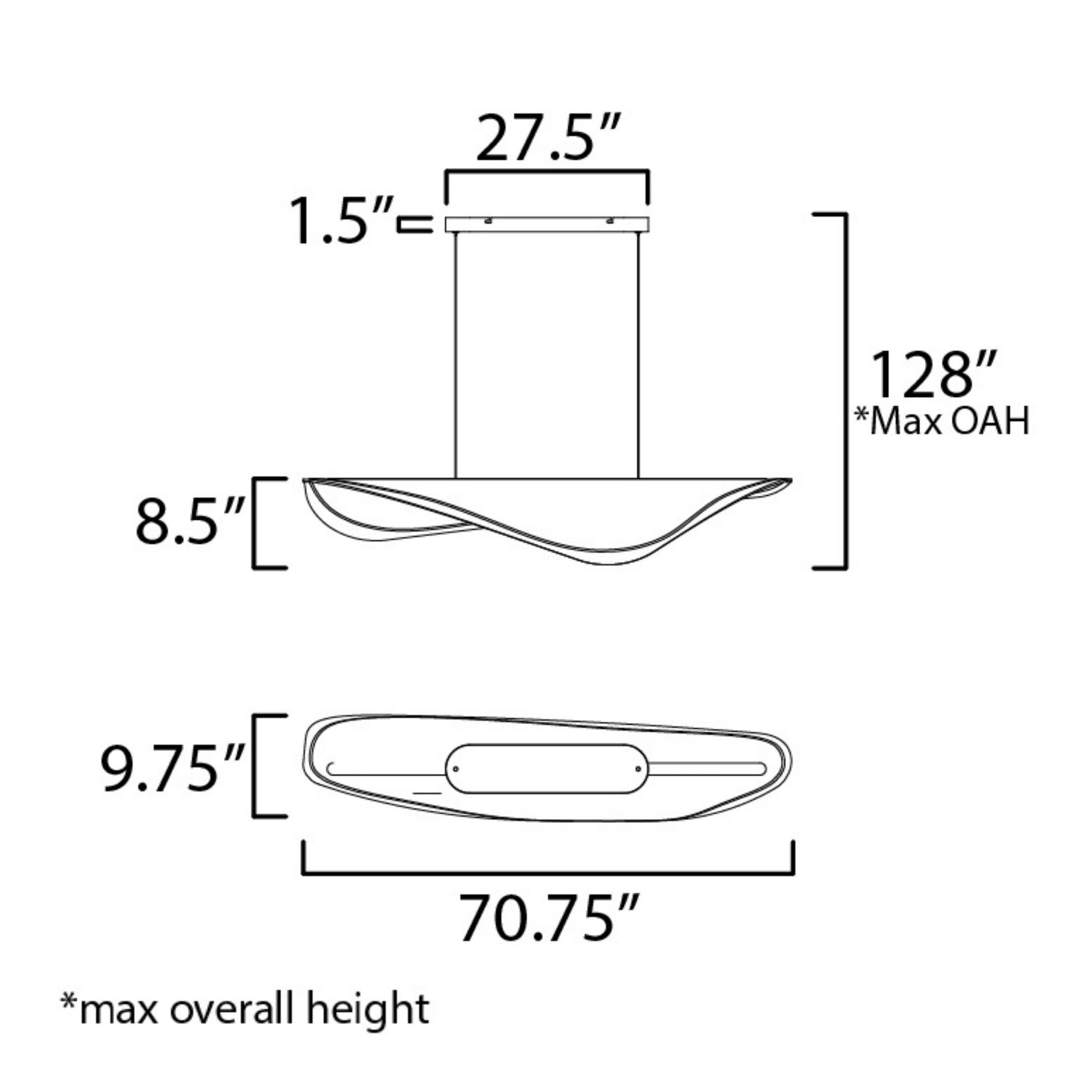 ET2 Lighting - Manta 70" LED Linear Pendant, Gold Finish | Bees Lighting