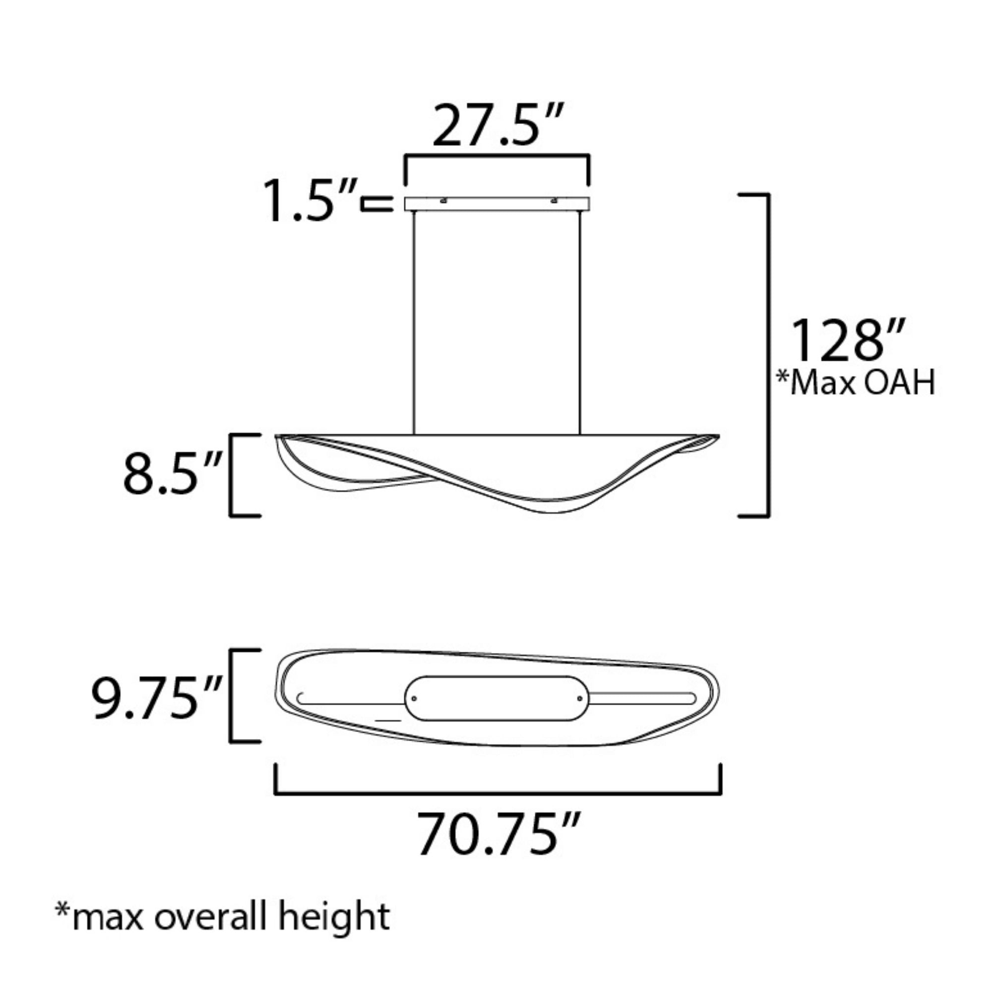 ET2 Lighting - Manta 70" LED Linear Pendant, Gold Finish | Bees Lighting