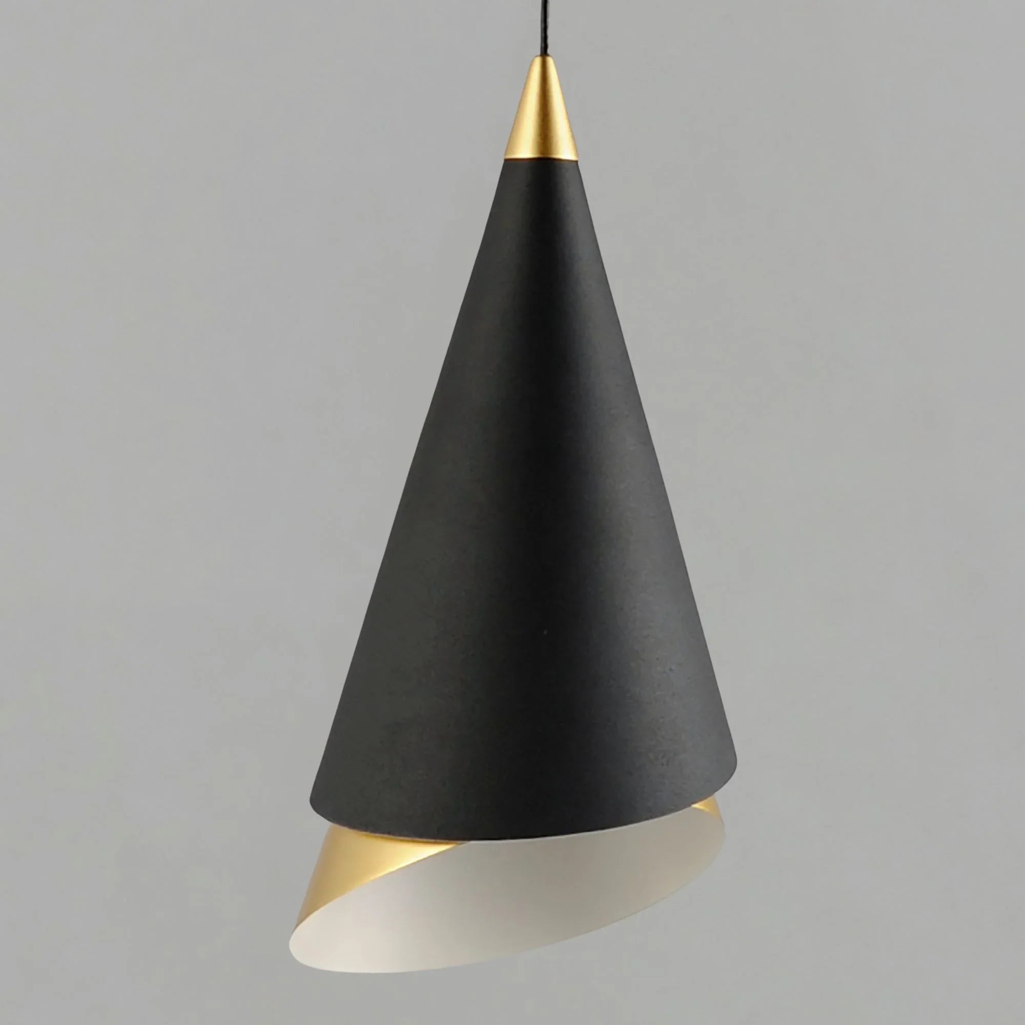 ET2 Lighting - Mermaid 5" LED Mini Cone Pendant, Black & Metallic Gold Finish | Bees Lighting