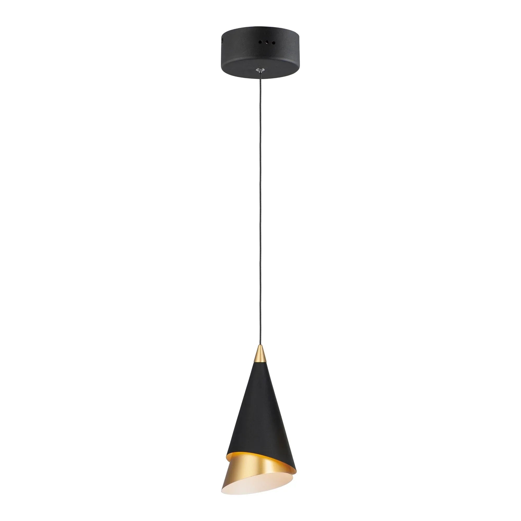 ET2 Lighting - Mermaid 5" LED Mini Cone Pendant, Black & Metallic Gold Finish | Bees Lighting