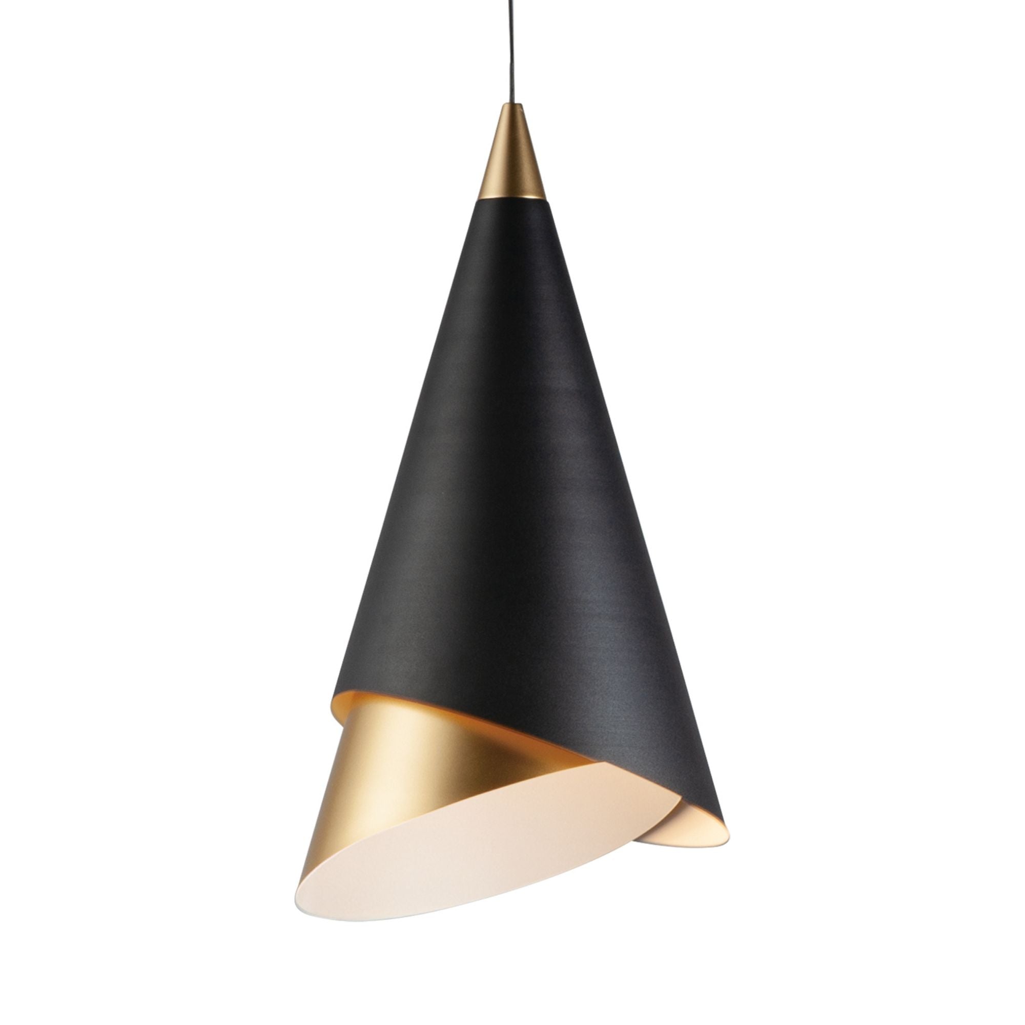 Mermaid 10" LED Mini Cone Pendant, Black & Metallic Gold Finish