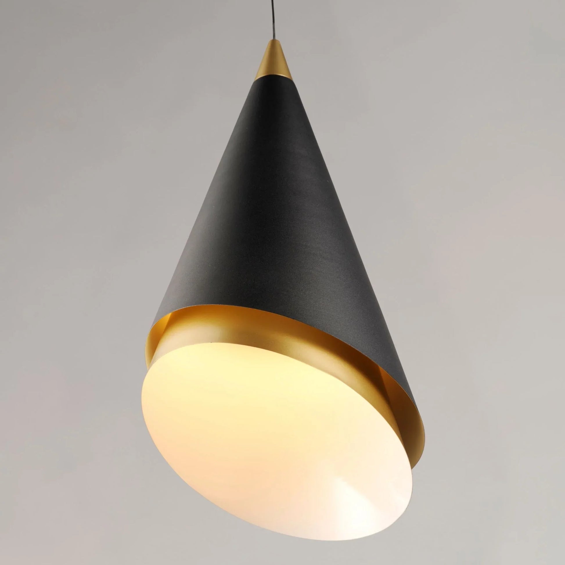 ET2 Lighting - Mermaid 10" LED Mini Cone Pendant, Black & Metallic Gold Finish | Bees Lighting