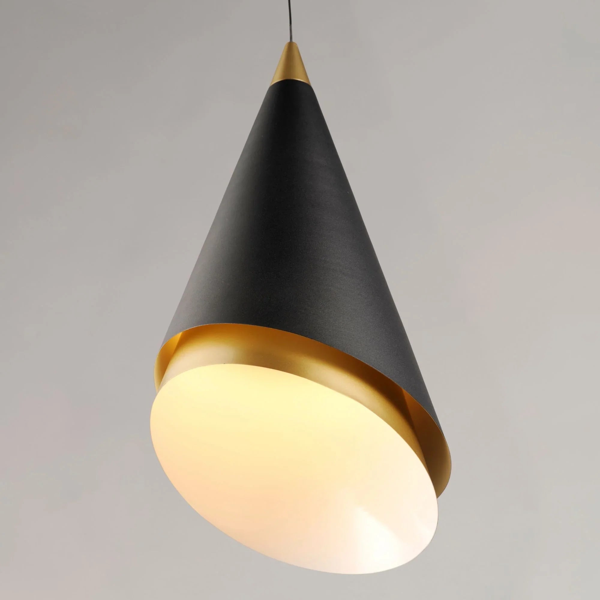 ET2 Lighting - Mermaid 10" LED Mini Cone Pendant, Black & Metallic Gold Finish | Bees Lighting