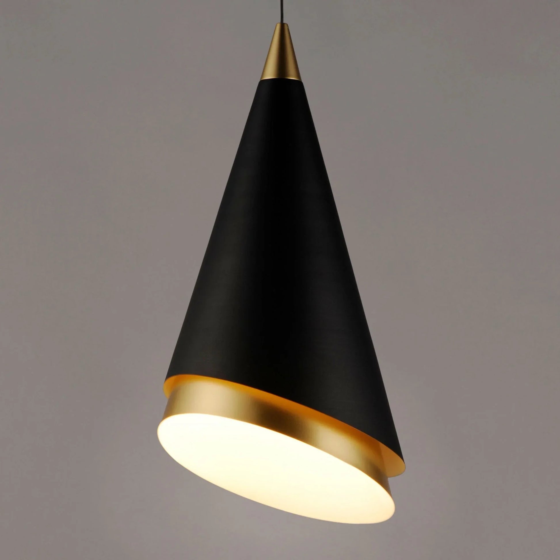 ET2 Lighting - Mermaid 10" LED Mini Cone Pendant, Black & Metallic Gold Finish | Bees Lighting