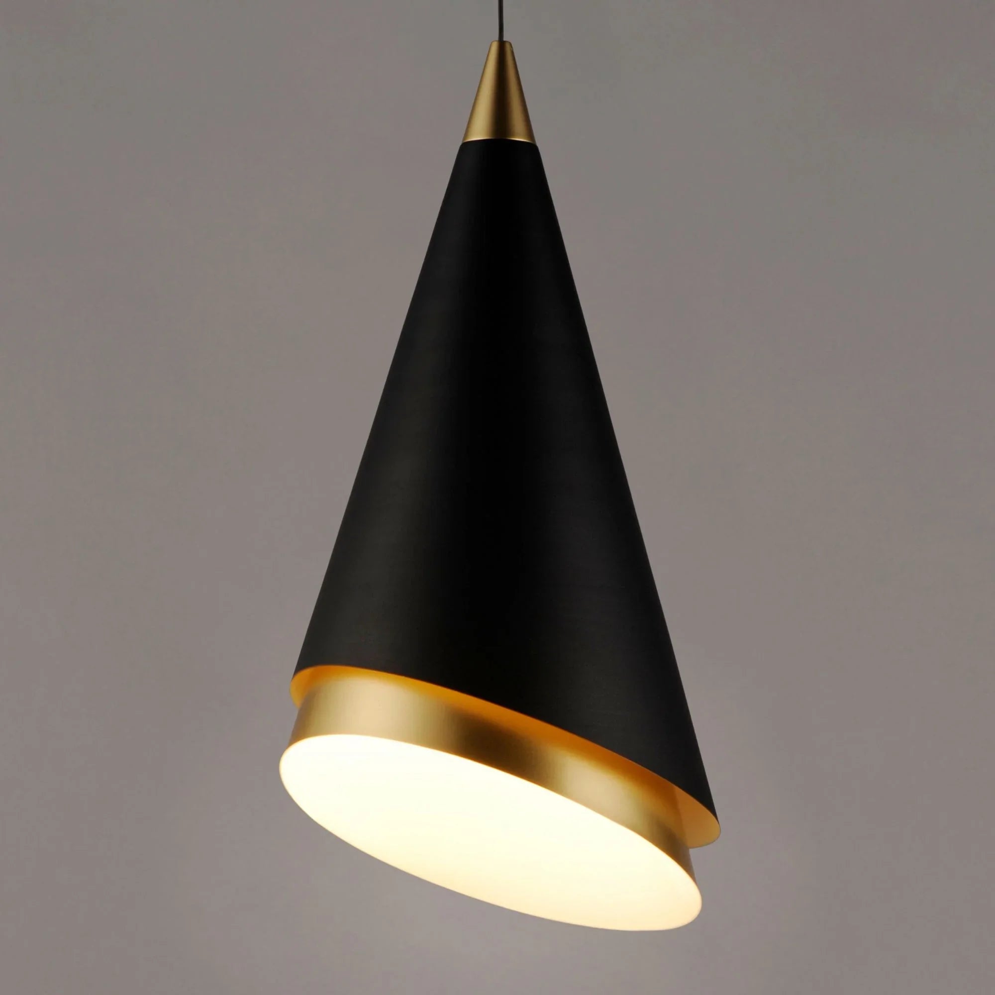 ET2 Lighting - Mermaid 10" LED Mini Cone Pendant, Black & Metallic Gold Finish | Bees Lighting