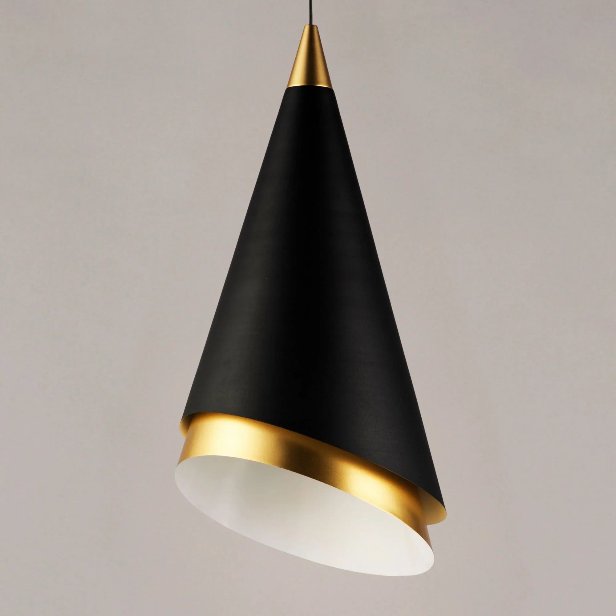 ET2 Lighting - Mermaid 10" LED Mini Cone Pendant, Black & Metallic Gold Finish | Bees Lighting