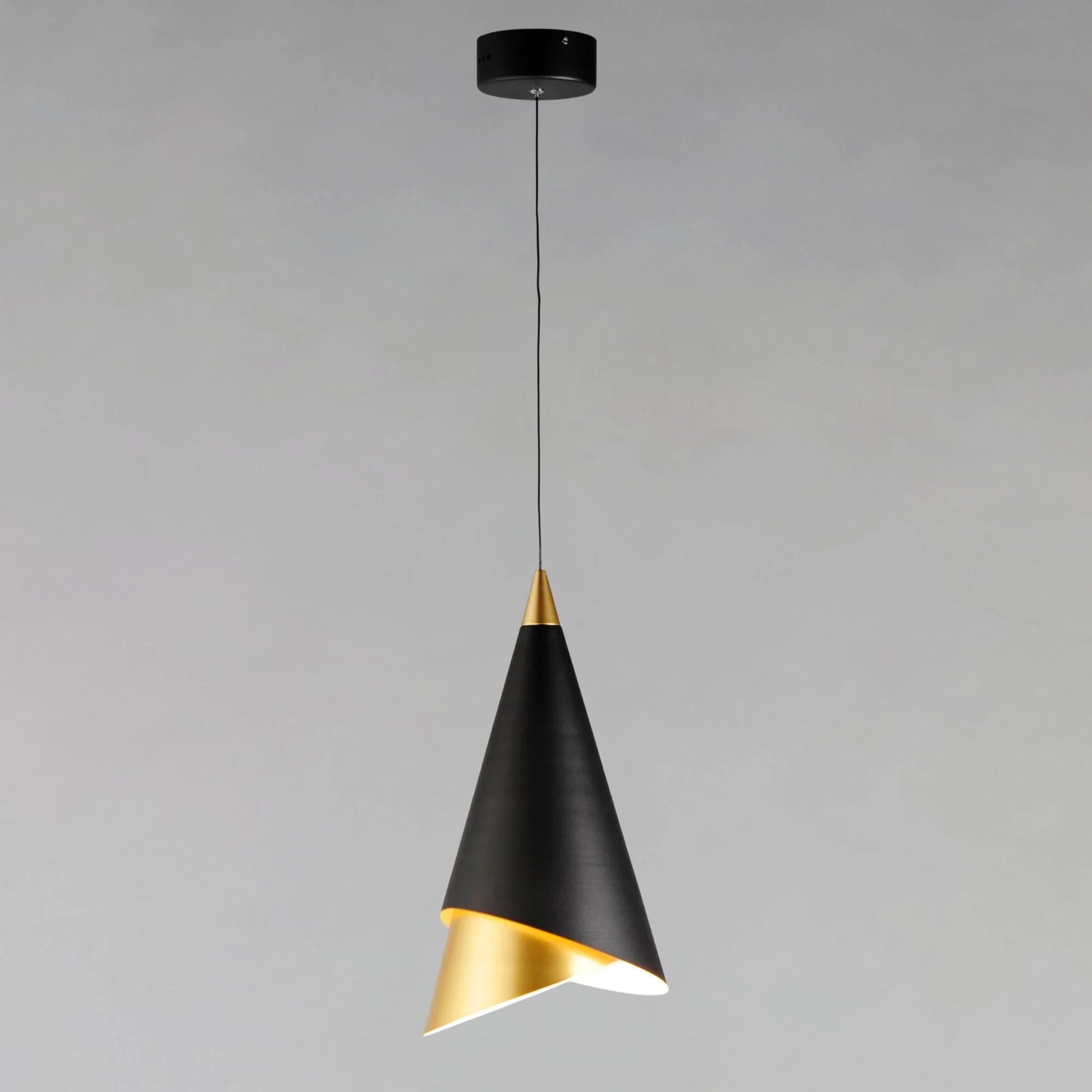 ET2 Lighting - Mermaid 10" LED Mini Cone Pendant, Black & Metallic Gold Finish | Bees Lighting