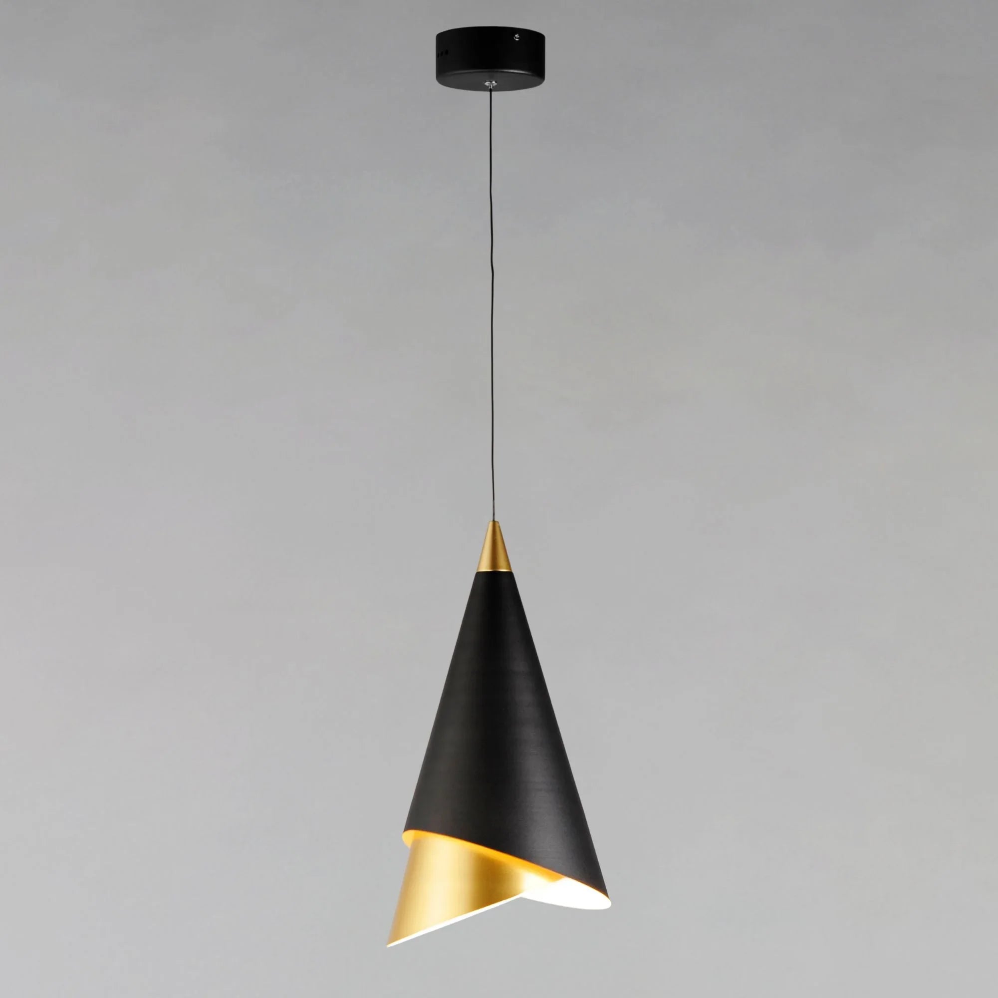 ET2 Lighting - Mermaid 10" LED Mini Cone Pendant, Black & Metallic Gold Finish | Bees Lighting