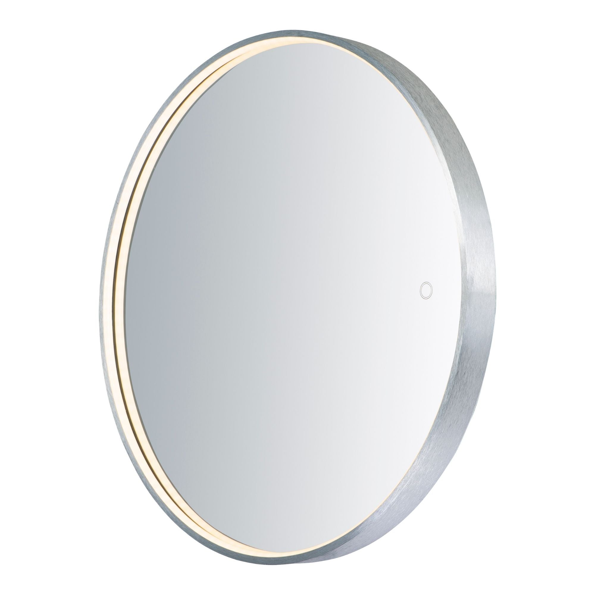 27.5" Round LED Mirror, Brushed Aluminum Finish