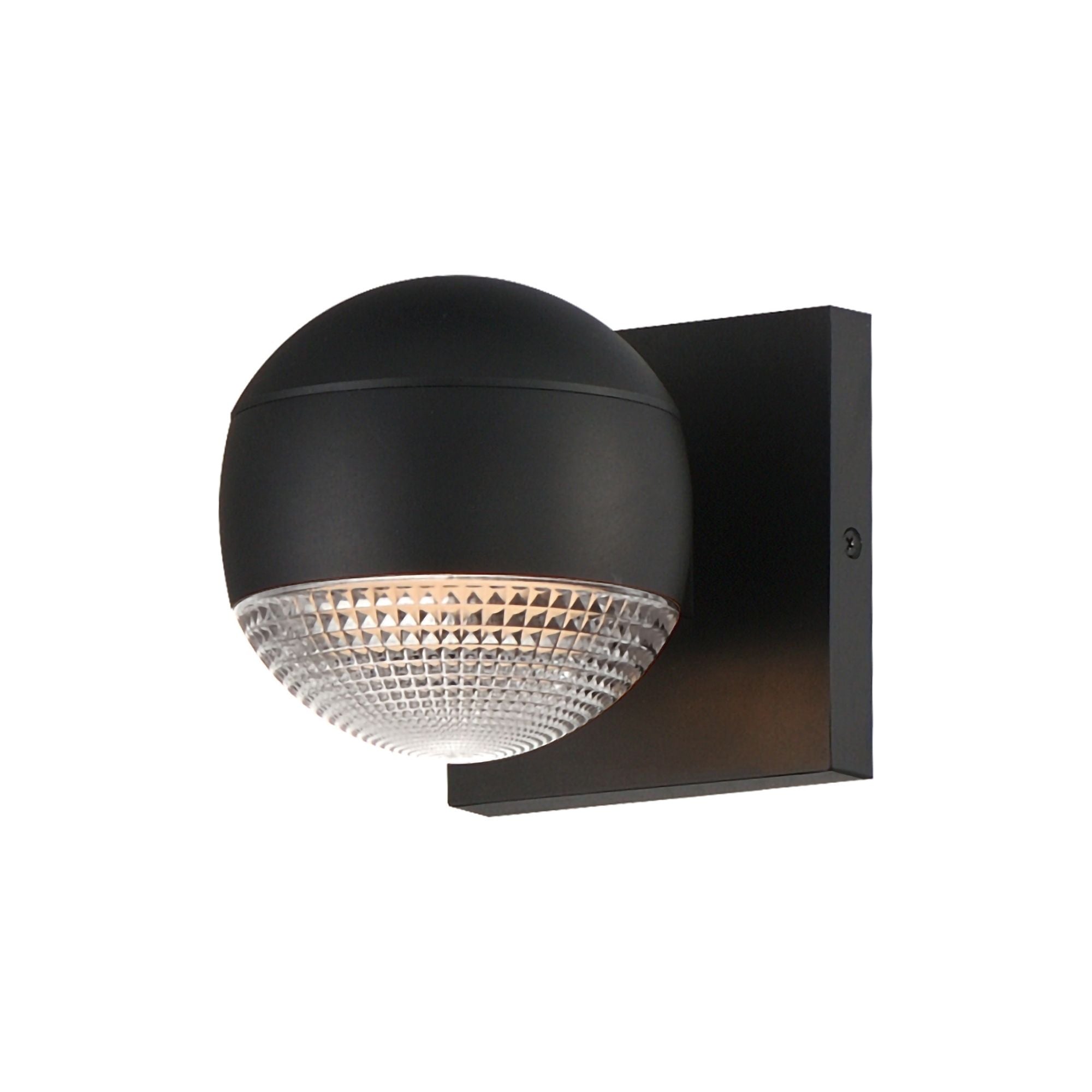 Modular 5" LED Outdoor Wall Sconce, Black Finish with Prismatic Clear Glass