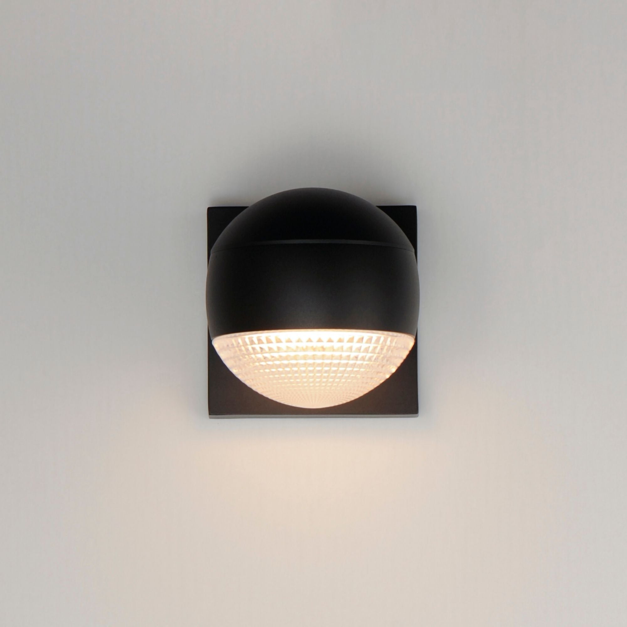 Modular 5" LED Outdoor Wall Sconce, Black Finish with Prismatic Clear Glass