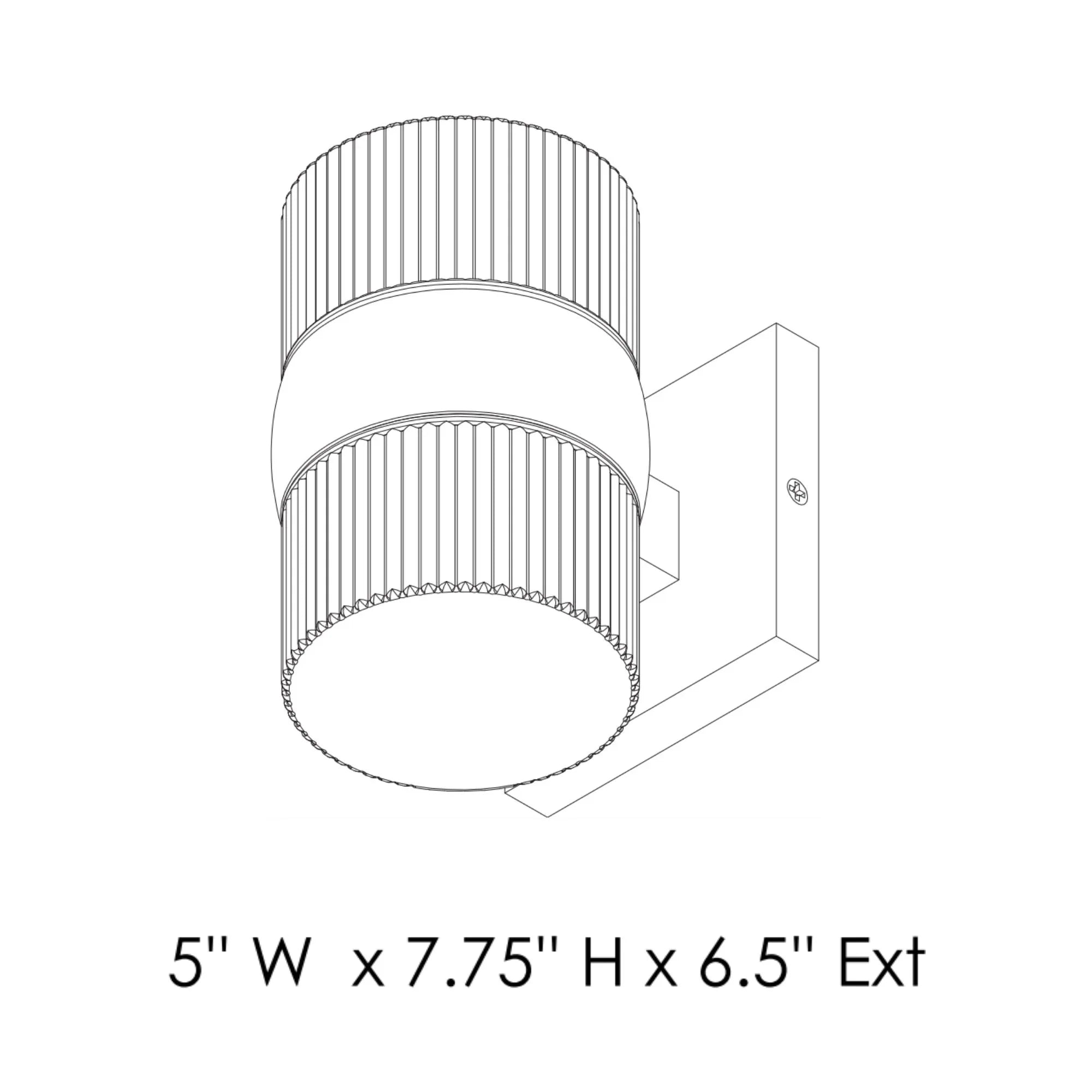 Modular 8" 2-Light LED Outdoor Wall Sconce, Black Finish with Clear Ribbed Glass