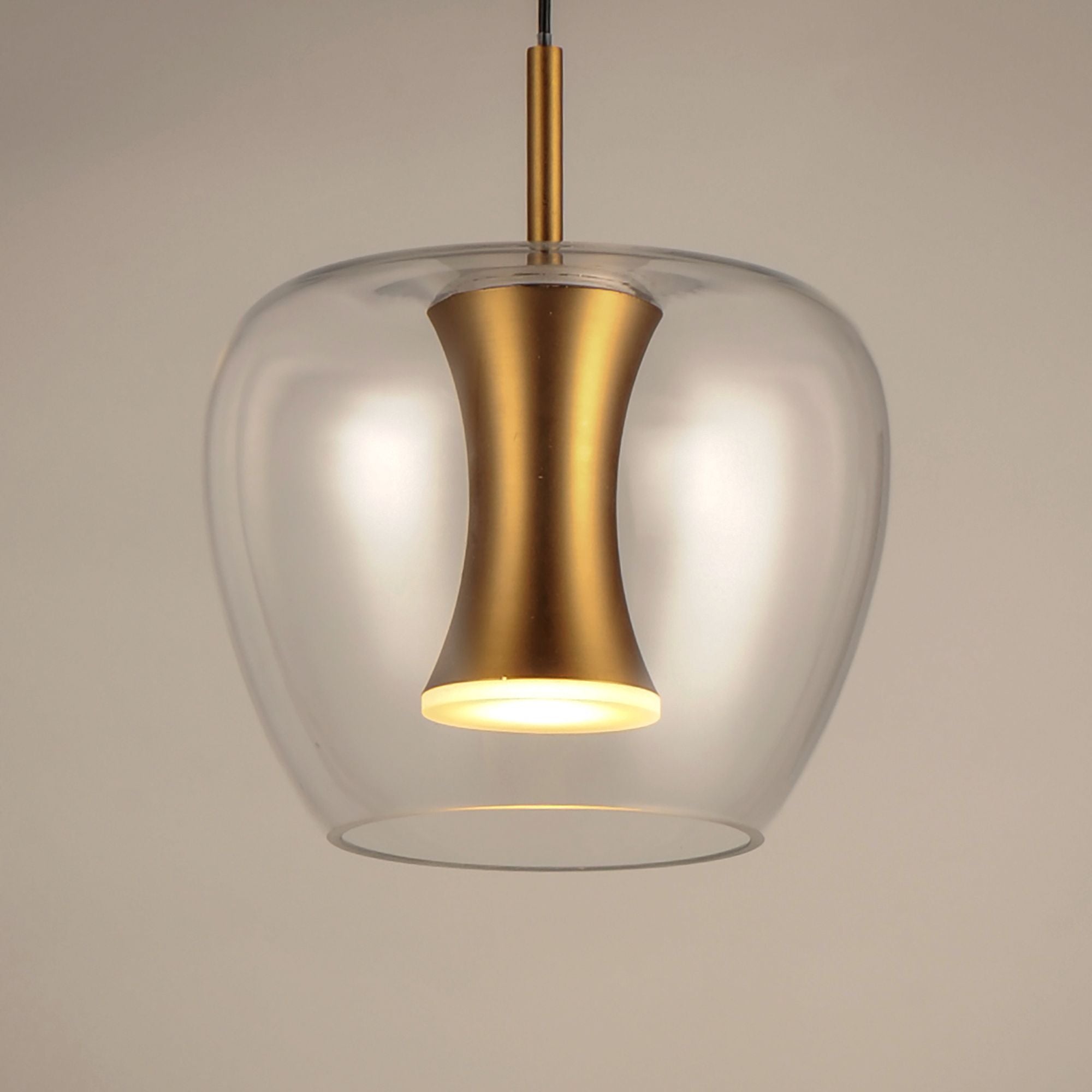 Newton 10" LED Mini Pendant, Black & Gold Finish