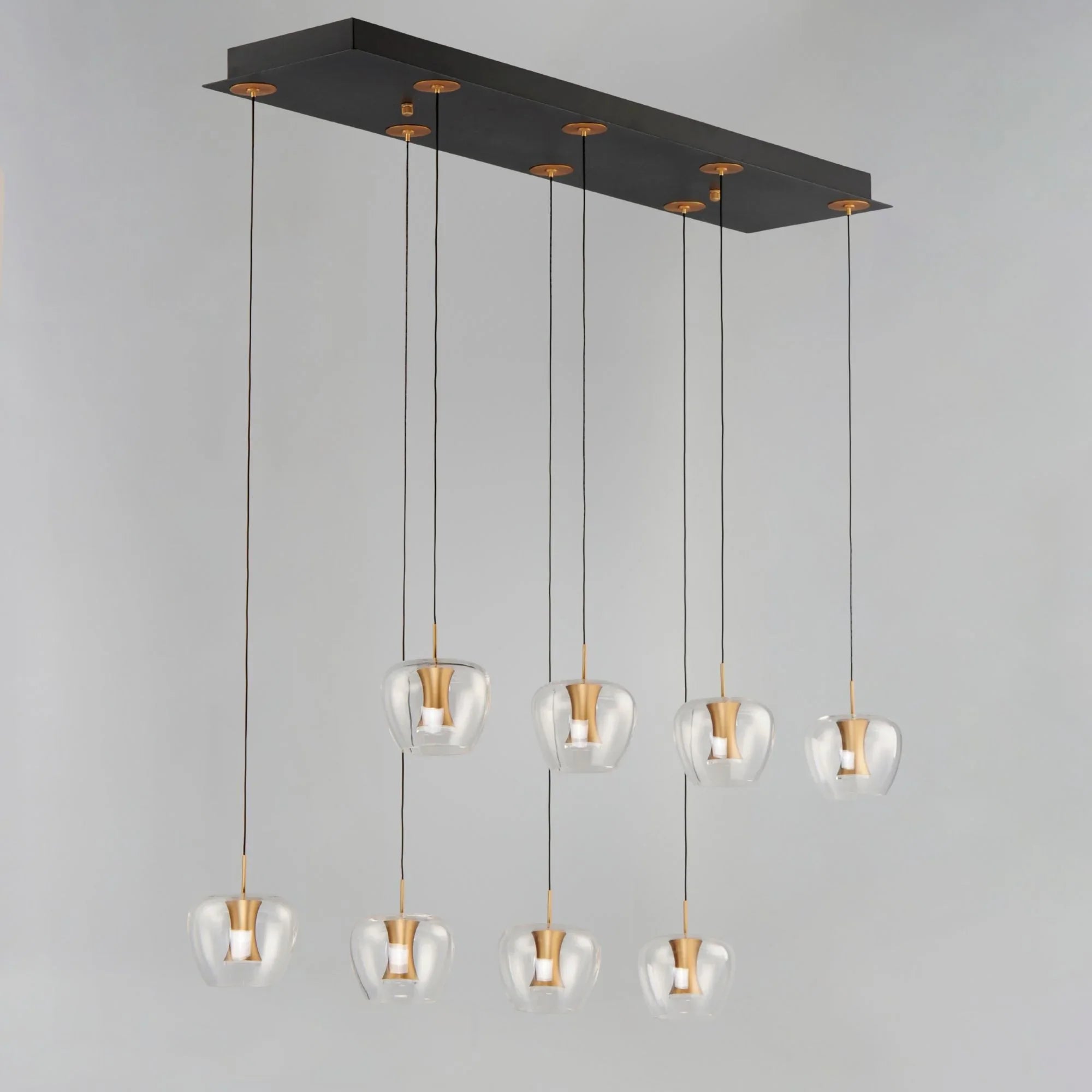 ET2 Lighting - Newton 39" 8-Light LED Linear Pendant, Black & Gold Finish | Bees Lighting