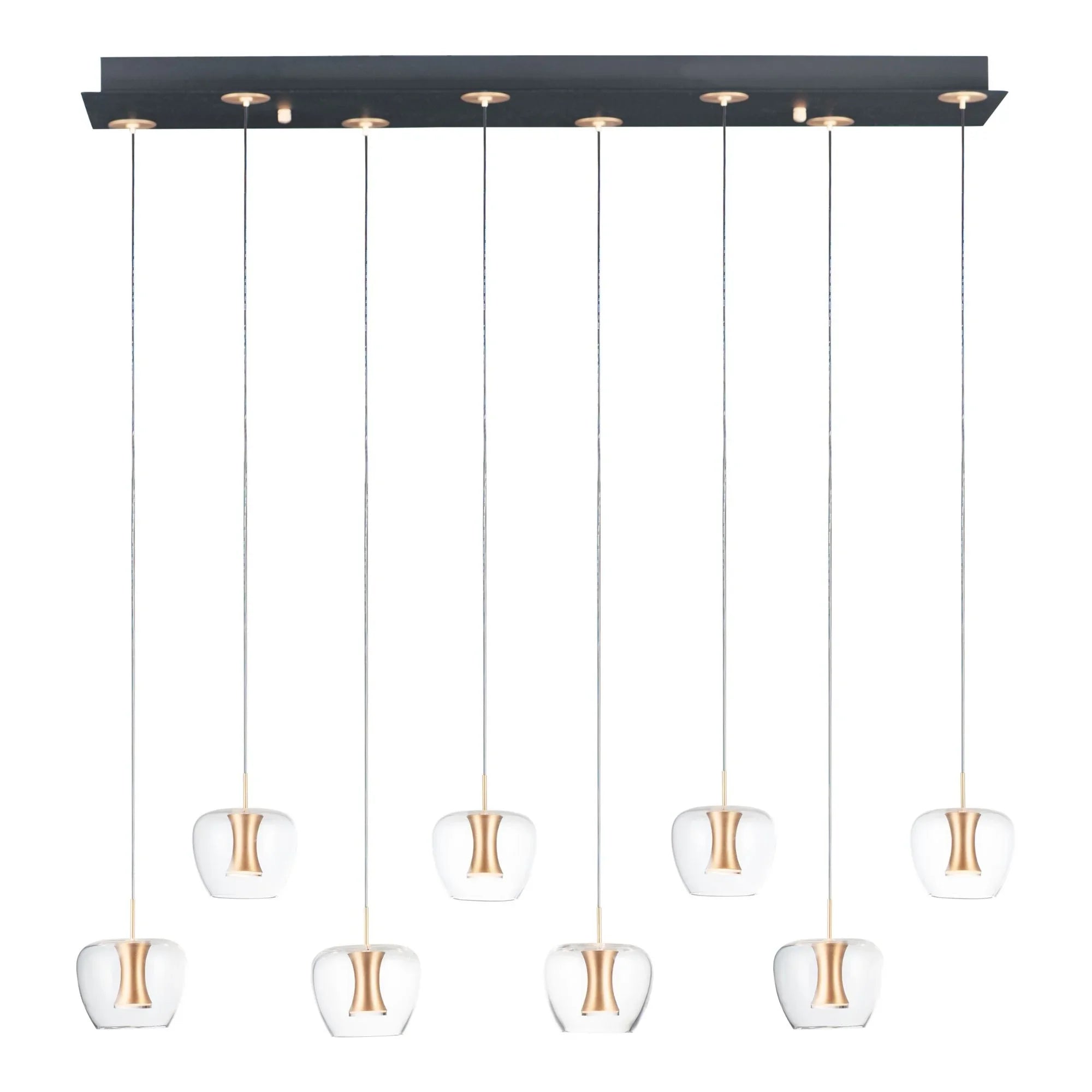 ET2 Lighting - Newton 39" 8-Light LED Linear Pendant, Black & Gold Finish | Bees Lighting