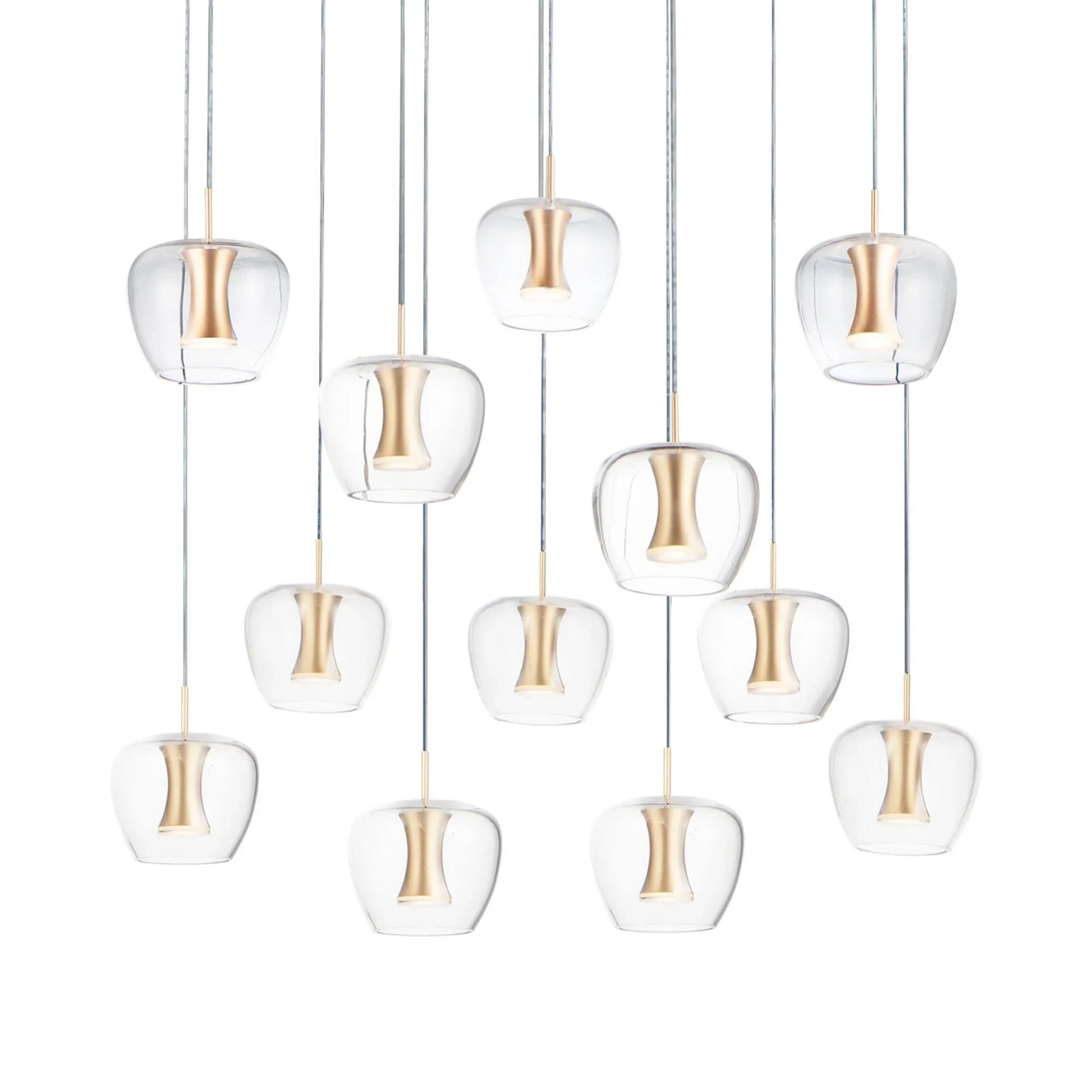 ET2 Lighting - Newton 28" 12-Light LED Pendant, Black & Gold Finish | Bees Lighting