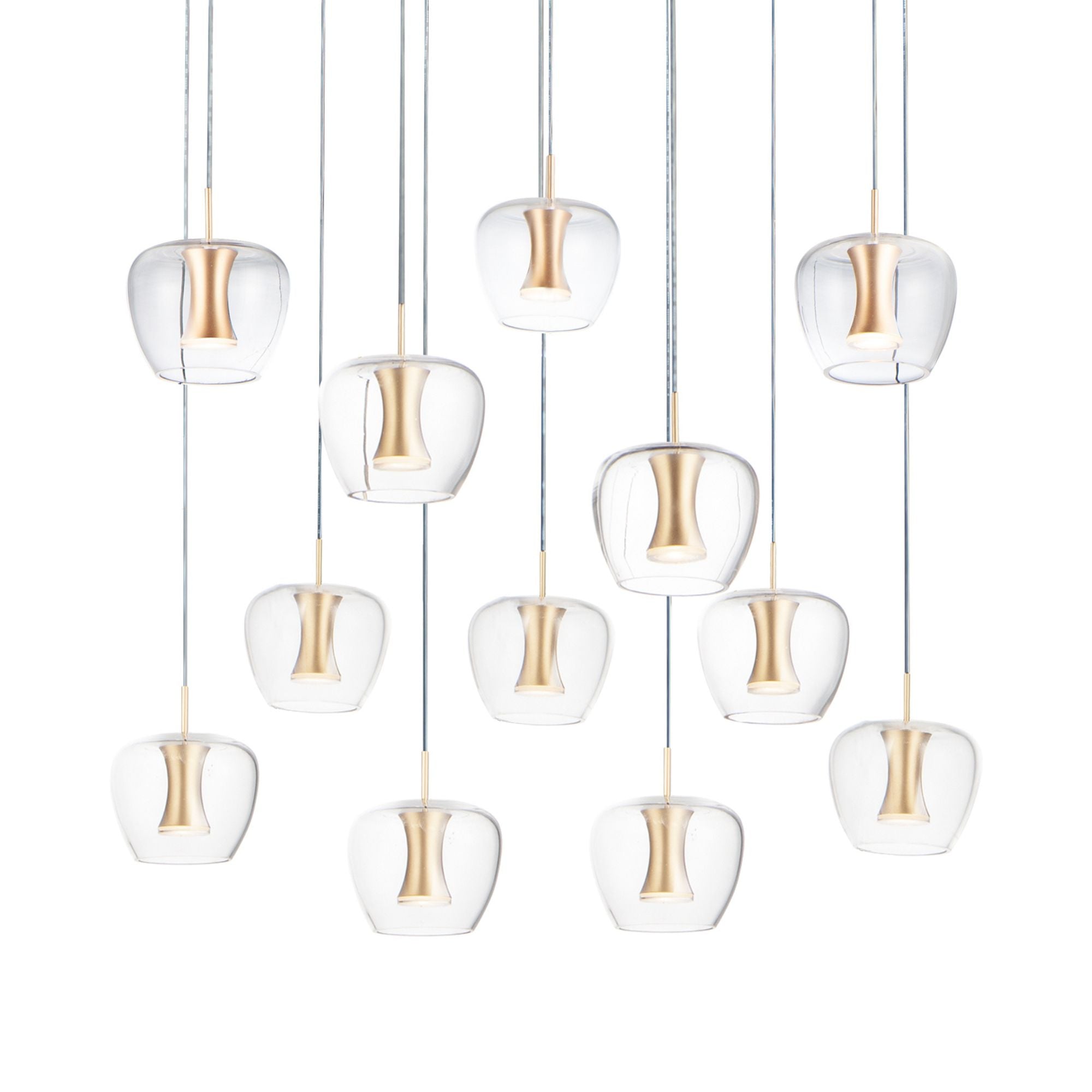 Newton 28" 12-Light LED Pendant, Black & Gold Finish