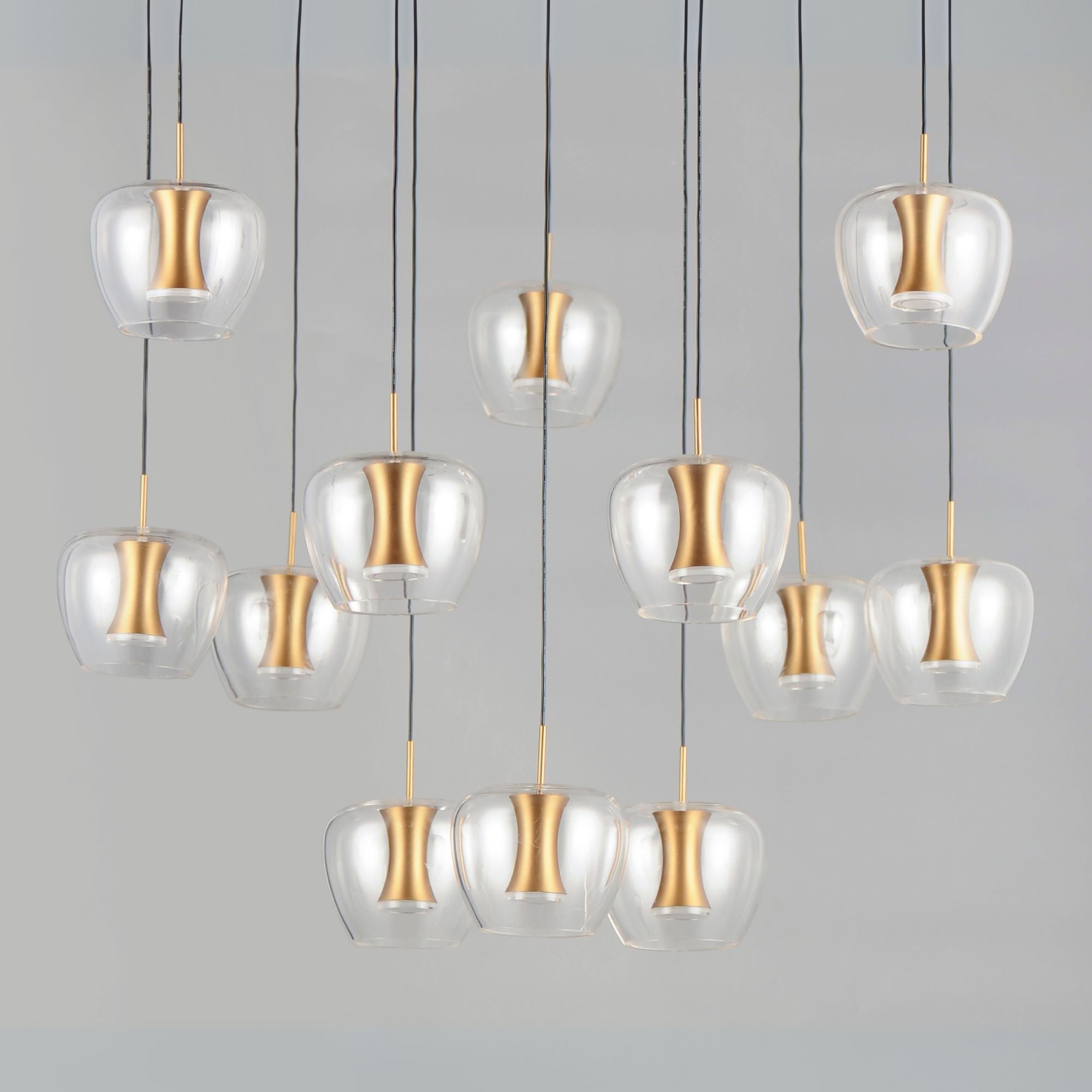 Newton 28" 12-Light LED Pendant, Black & Gold Finish